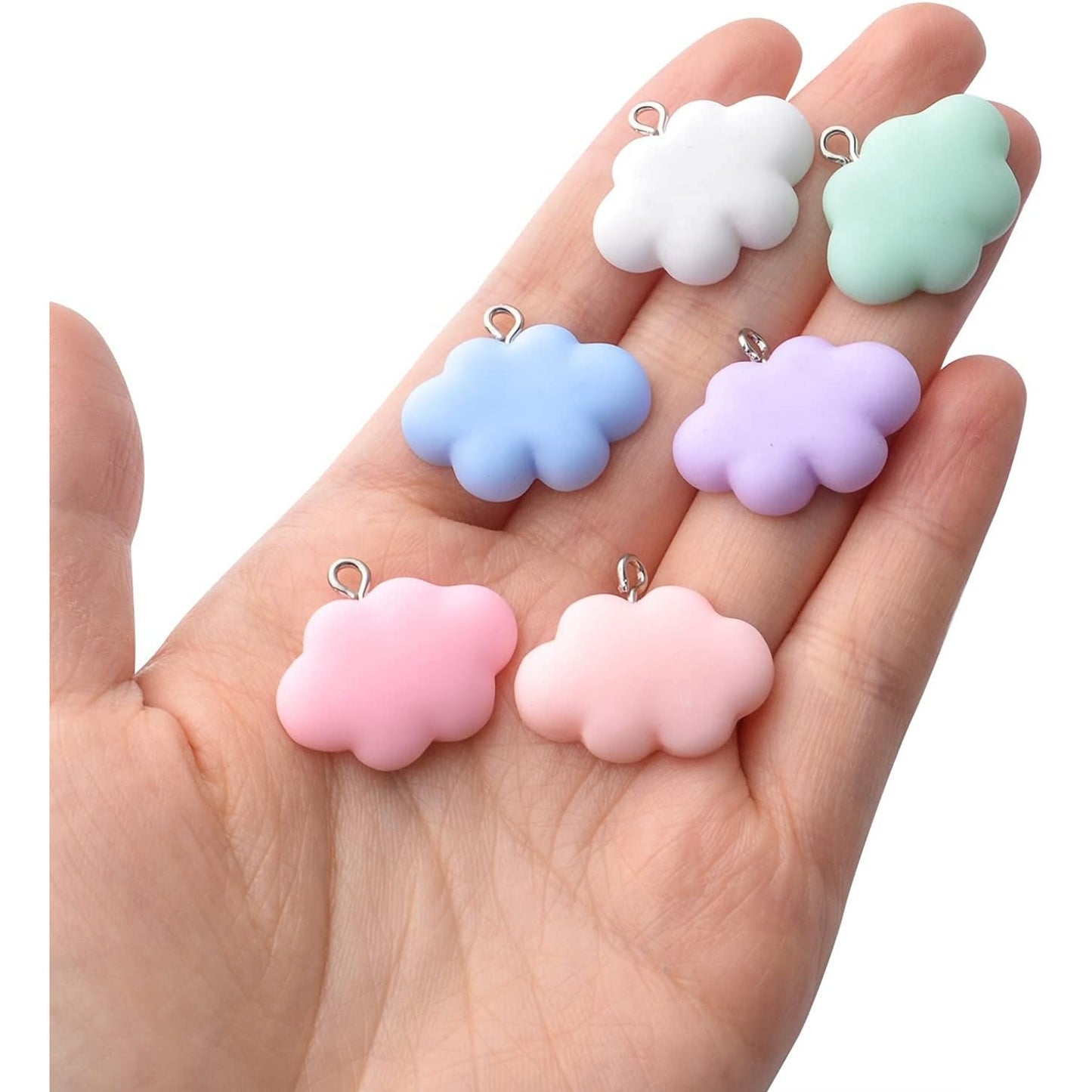 30pcs Cloud Charm Pendant Colorful Resin Charms 3D Cartoon Cloud Charms Resin Cloud Keychains for DIY Jewelry Necklaces Bracelets Earrings Making