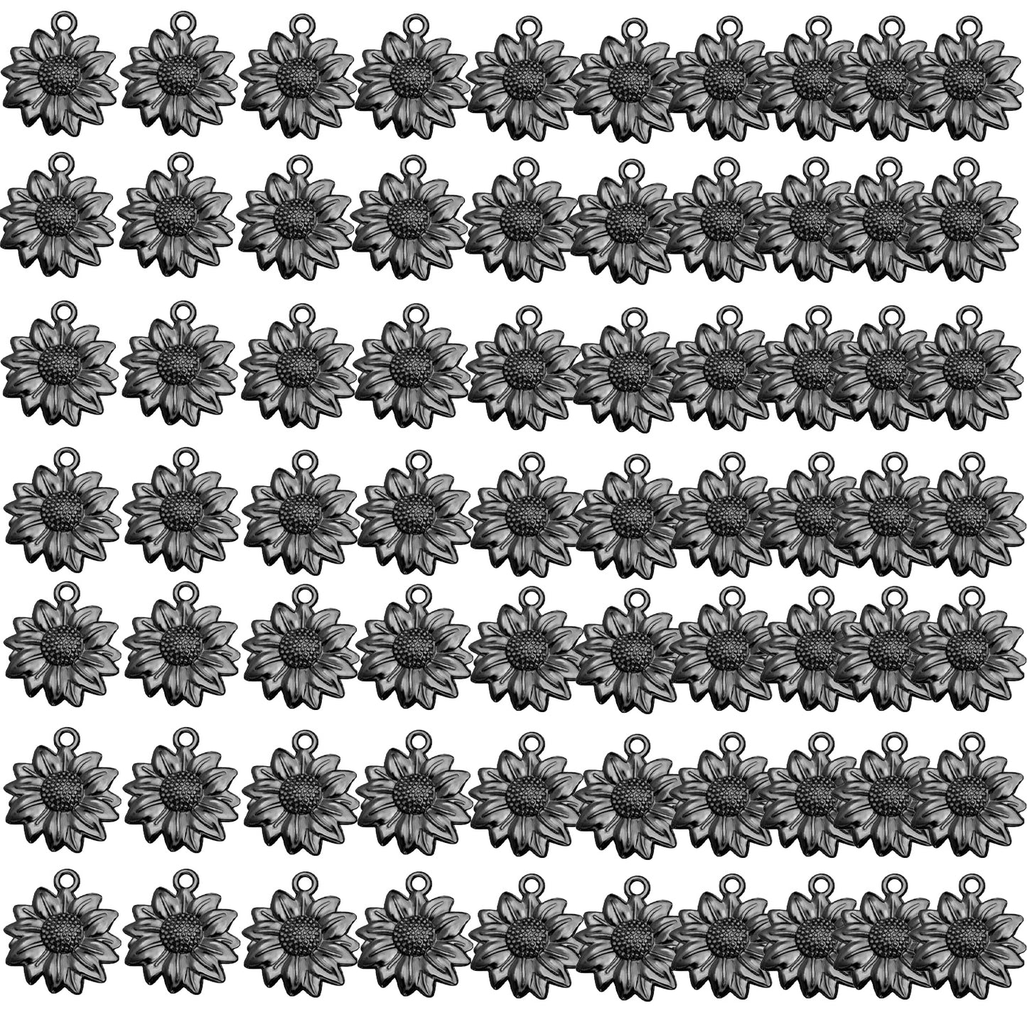 70pcs Sunflower Pendant Charms Tibetan Alloy Sun Flower Bead Dangle Charms Craft Supplies for DIY Earrings Necklace Bracelet Jewelry Making Findings, 7 Colors