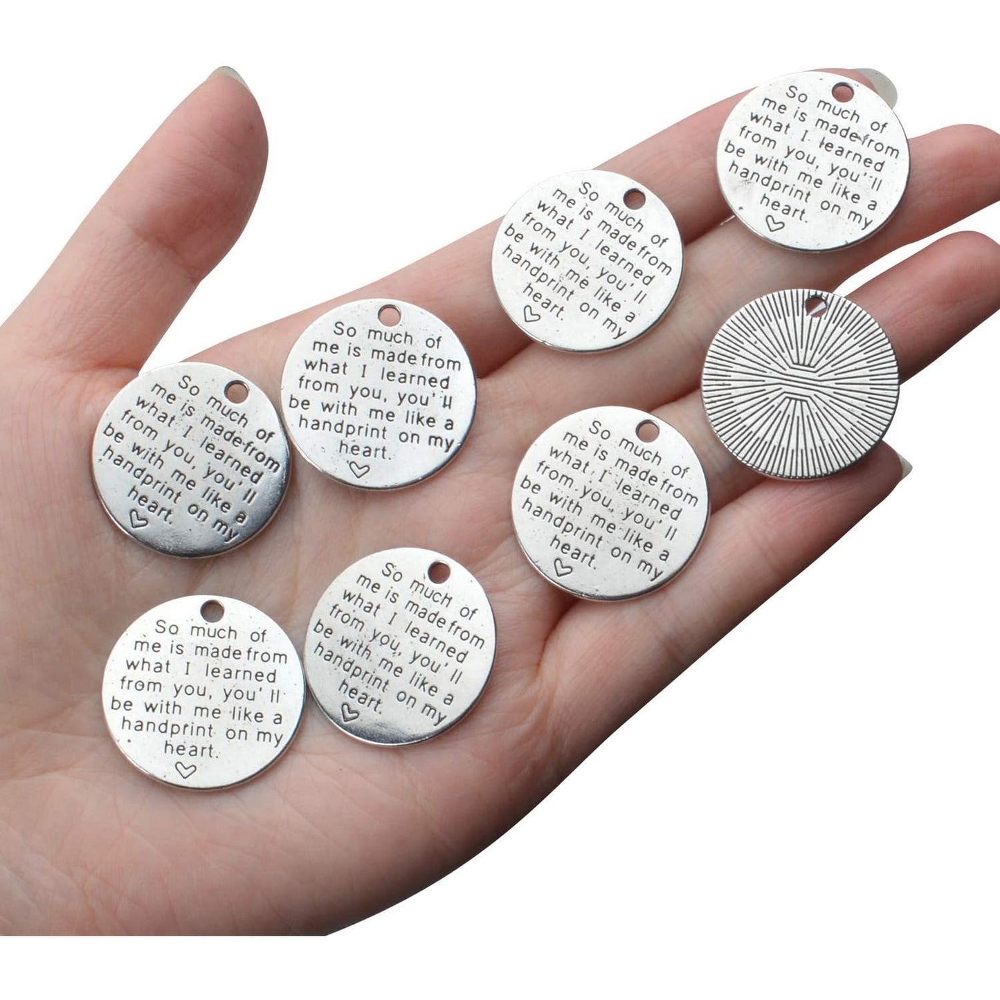 Inspirational Words Charms, 30pcs Lettering Saying Pendants Engraved Message Charms Beads Craft Supplies Jewelry Findings for DIY Necklace Bracelet - Dia : 25mm
