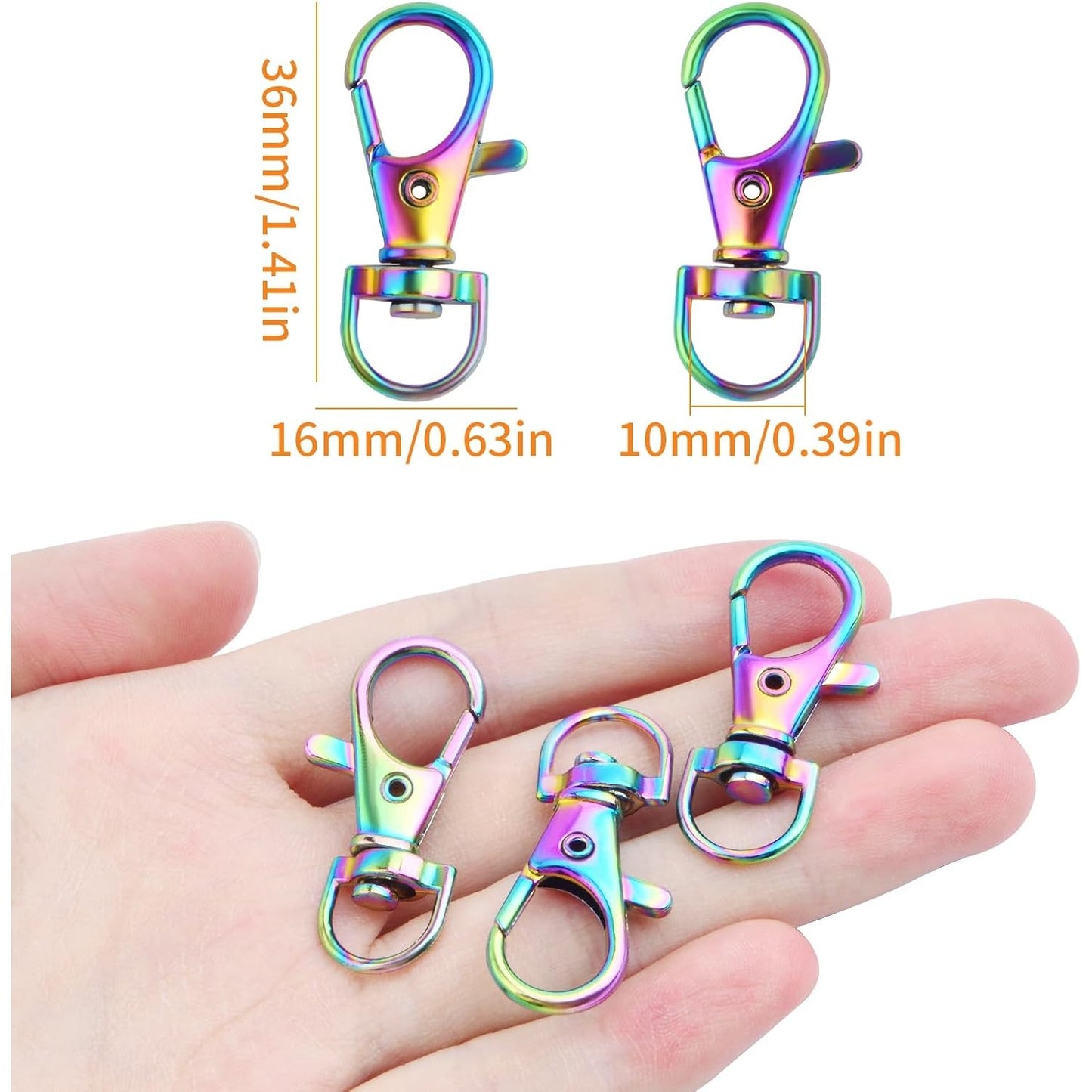 20 Pieces Swivel Clasps Lanyard Snap Hooks Alloy Lobster Clasp Trigger Clips Keychain Rings Accessories for DIY Handbag Purse Hardware Handmade Craft Projects, Rainbow Color