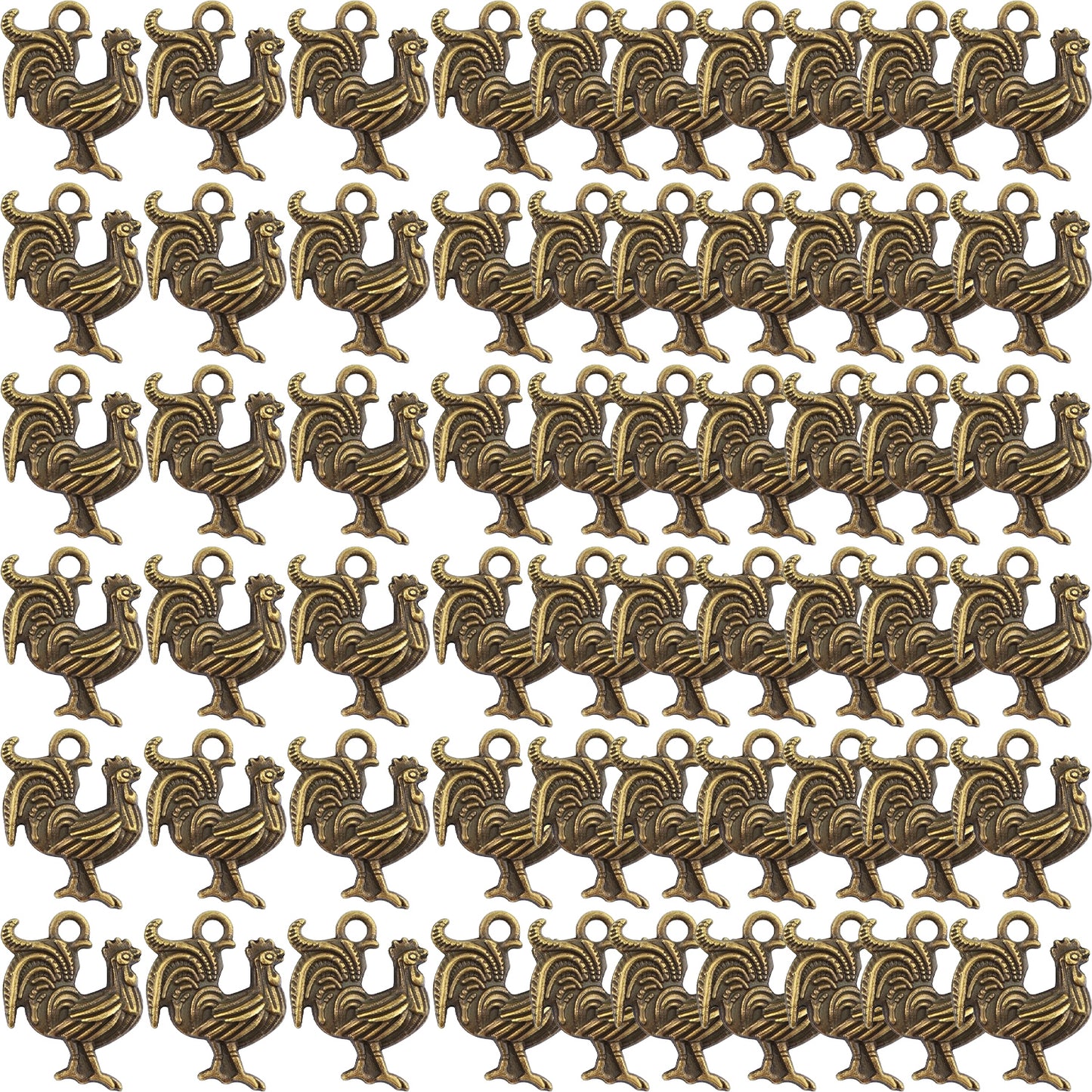 60 Pieces Antique Chicken Rooster Charms Tibetan Alloy Chicken Farm Animal Figures Dangle Pendants for DIY Bracelets Necklaces Jewelry Making Supplies, 2 Colors