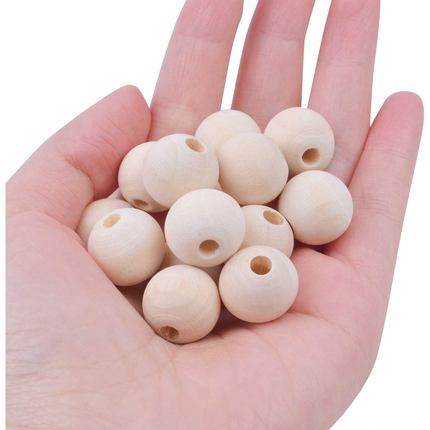 100pcs 16mm Natural Color Round Ball Wood Spacer Beads Jewelry Findings Charms