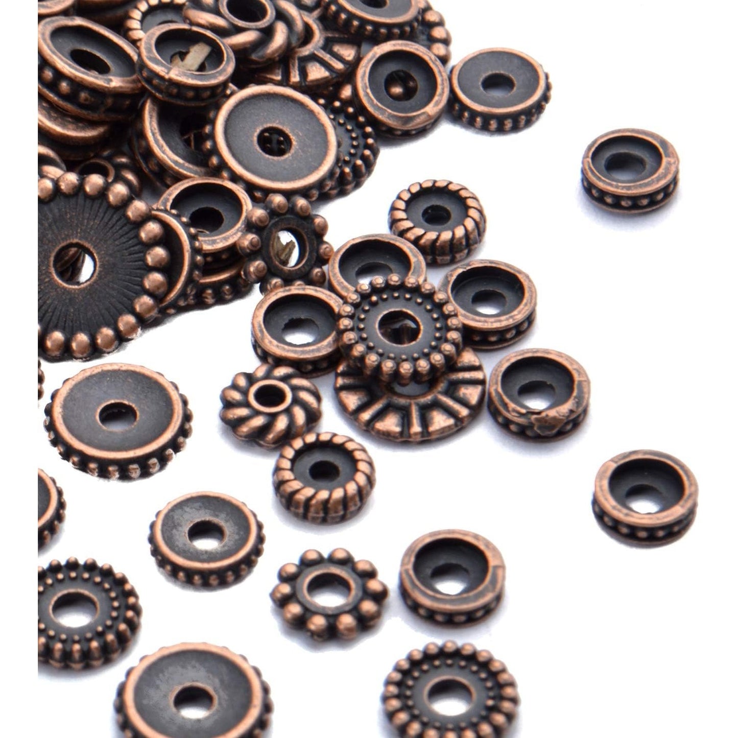 100 Gram(About 170-300pcs) Spacer Beads Jewelry Bead Charm Spacers Alloy Spacer Beads for Jewelry Making DIY Bracelets Necklace and Crafting,Antique Copper
