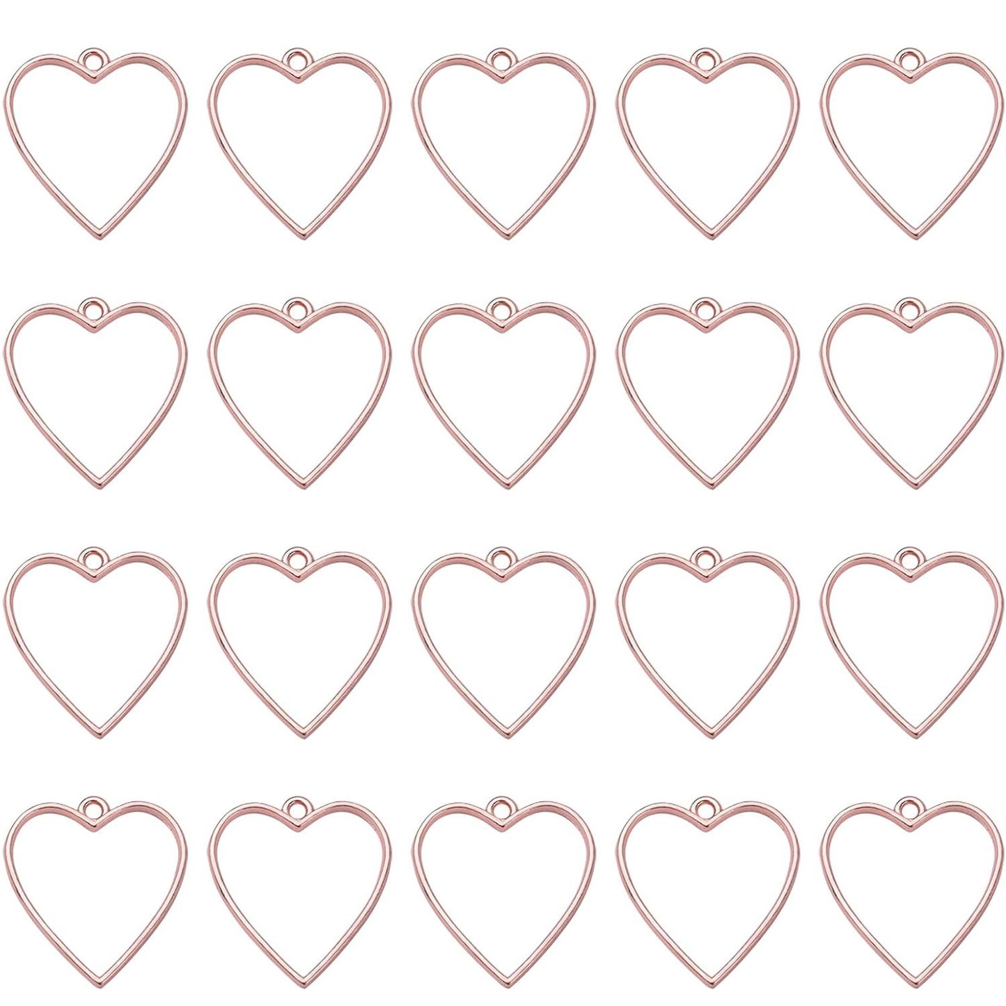 Open Backs Bezel Pendants, 20pcs Heart Hollow Frame Pendant Geometric Blanks Charms Resin Molds for Jewelry Findings Diy Pressed Flower Frame Earrings Bracelet, 4 Colors