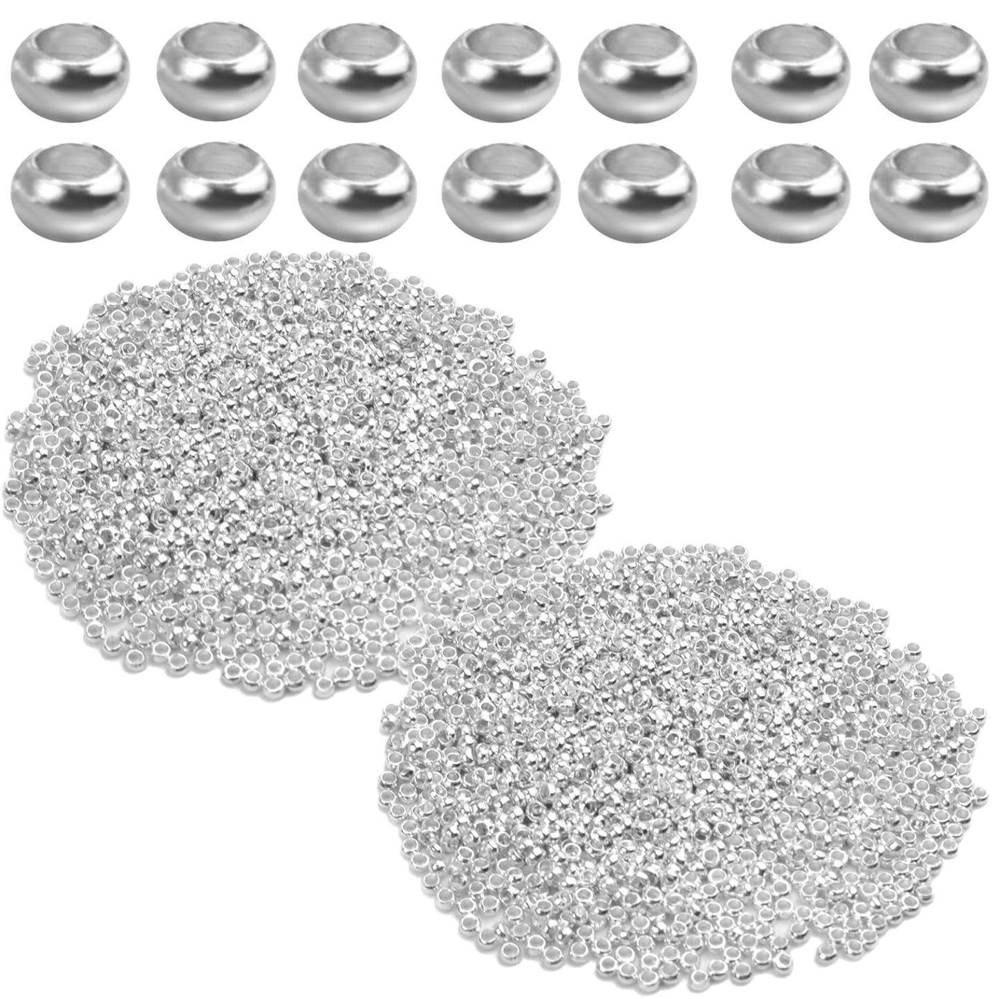 2000pcs Crimp Beads Positioning Beads Mini Spacer Beads for Jewelry Bracelet Making,Silver & Gold 2x2x1mm Hole1.2mm
