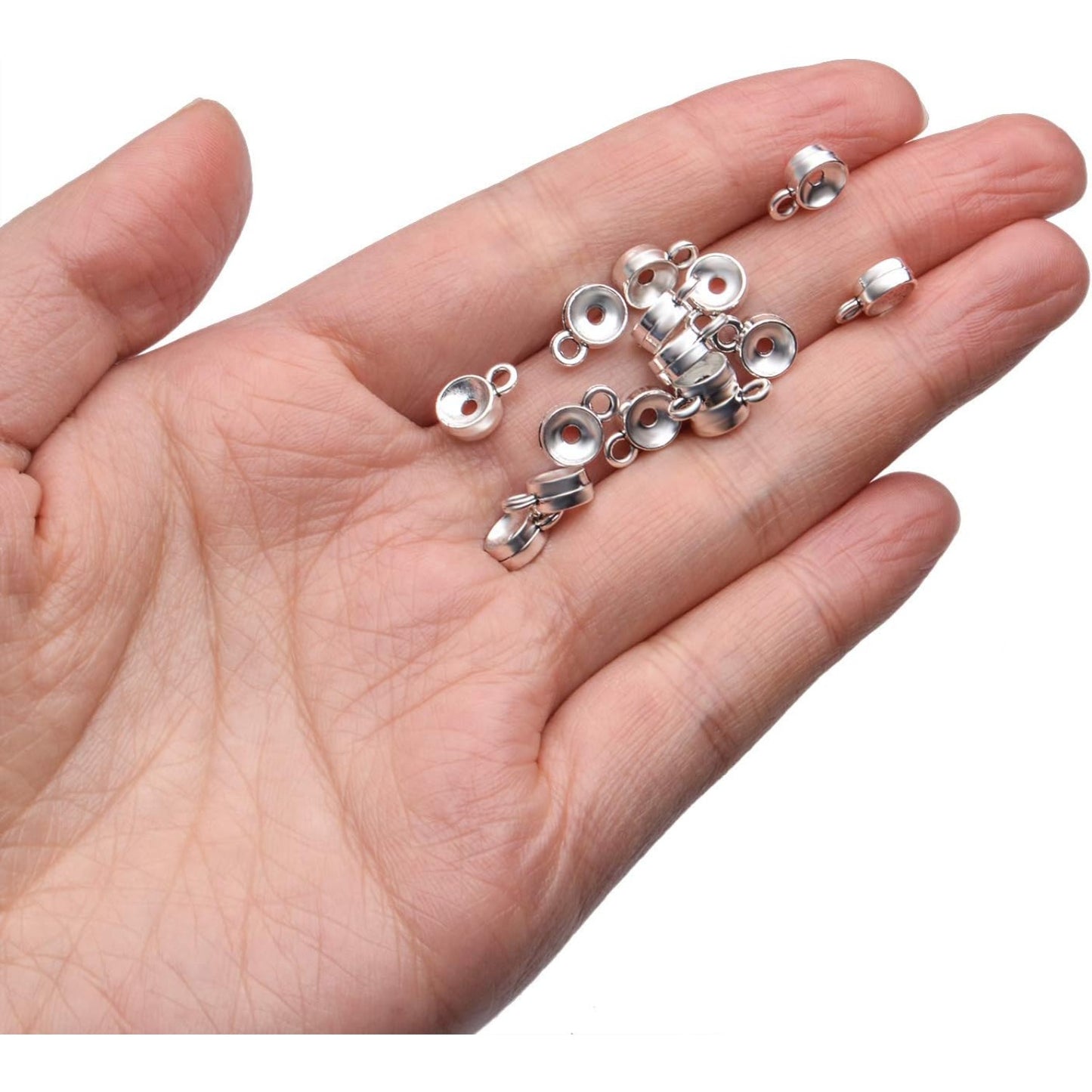 100pcs Tibetan Antique Silver Connectors Bails Beads Column Bail Beads Dangle Hanger Tube Bead with Loop for European Charm Bracelet Pendants Jewelry Making