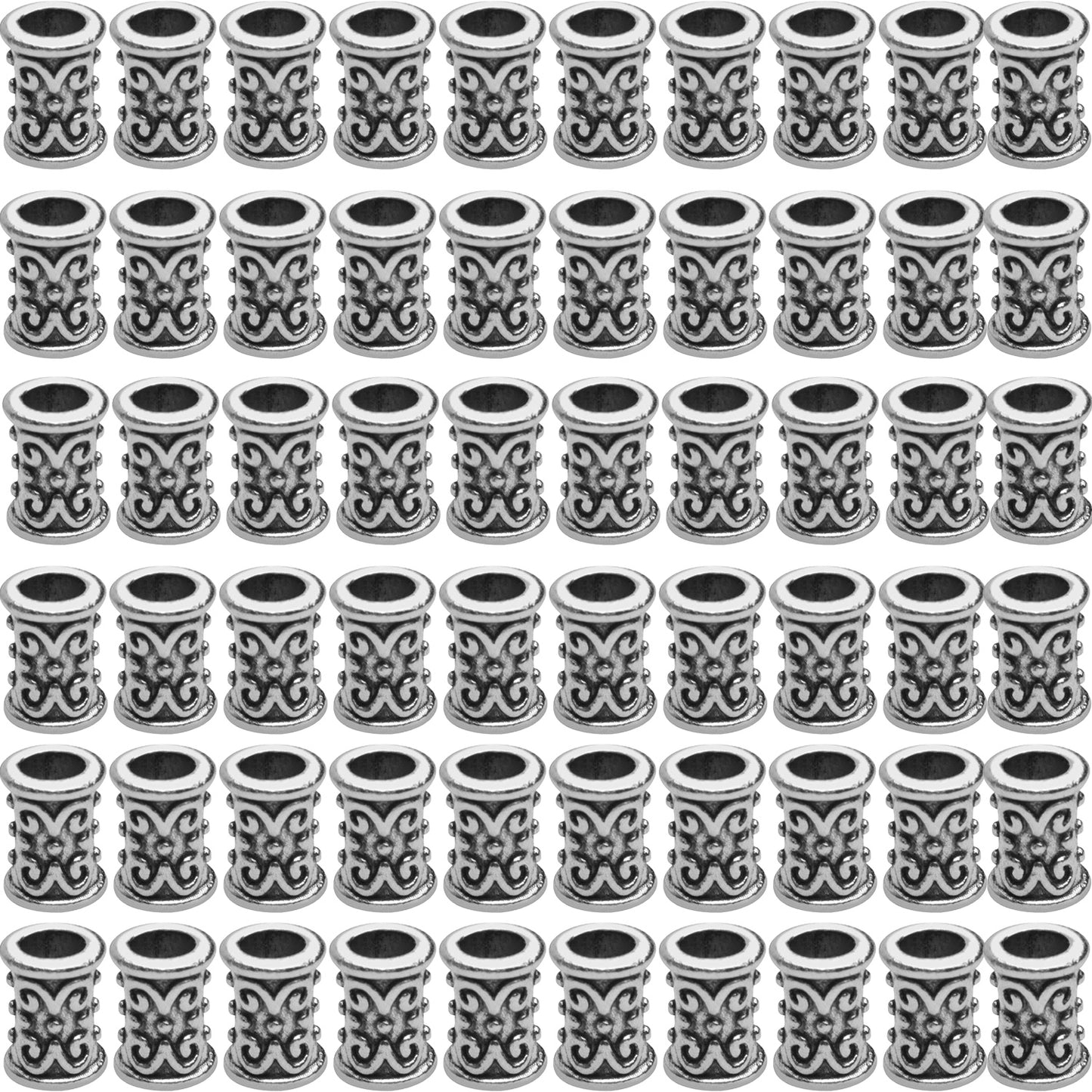 60pcs Alloy Column Spacer Bead Large Hole Tibetan Spacers Hollow Tube Beads Jewelry Spacer Charms for Bracelet DIY Jewelry Crafts Making Supplies