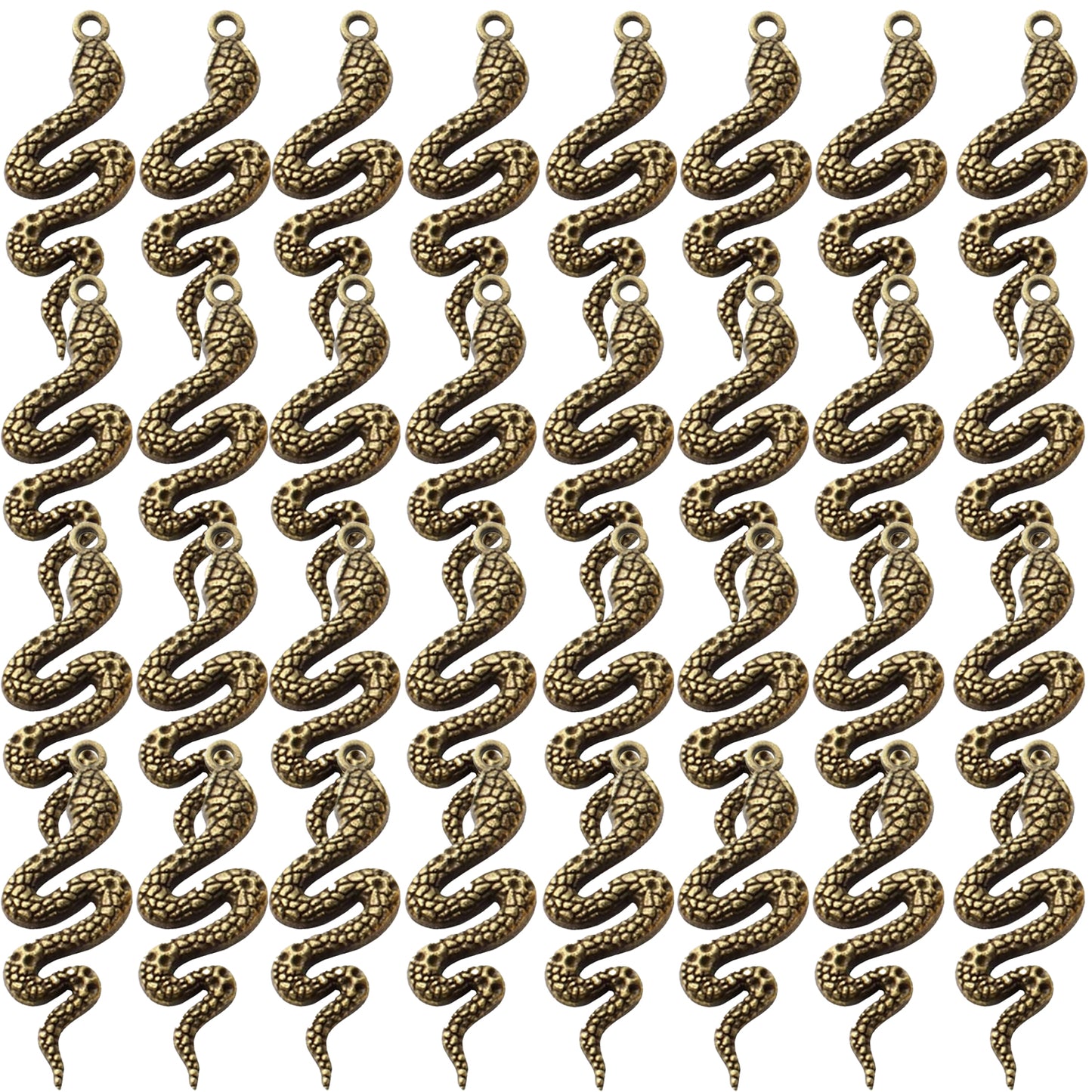 32pcs Snake Charms - Alloy Cobra Pendant for Bracelets Necklaces DIY Jewelry Craft Making Supplies, 4 Colors