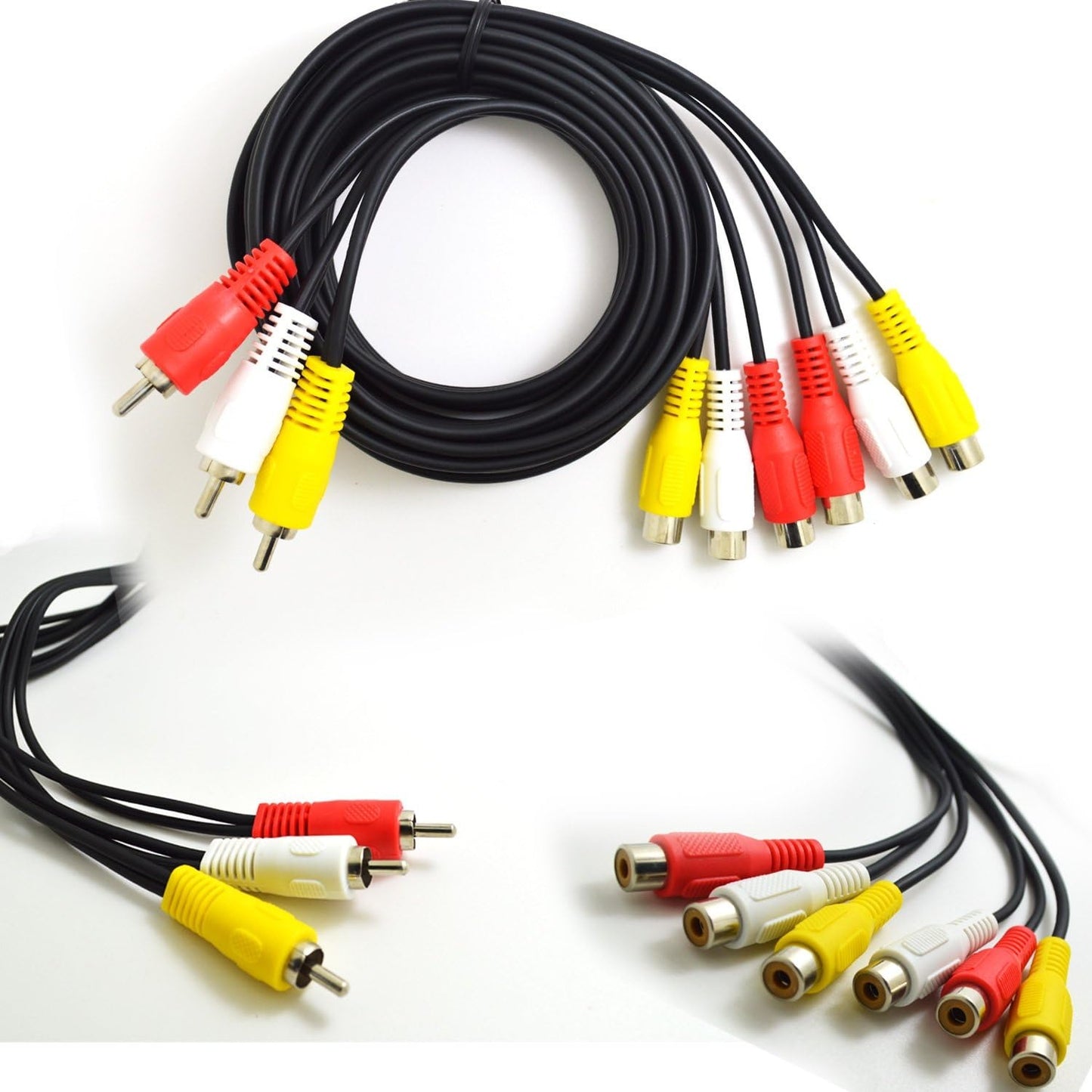 BronaGrand 3 RCA Male Jack to 6 RCA Female Plug Splitter Audio Video Av Adapter Cable (6FT)