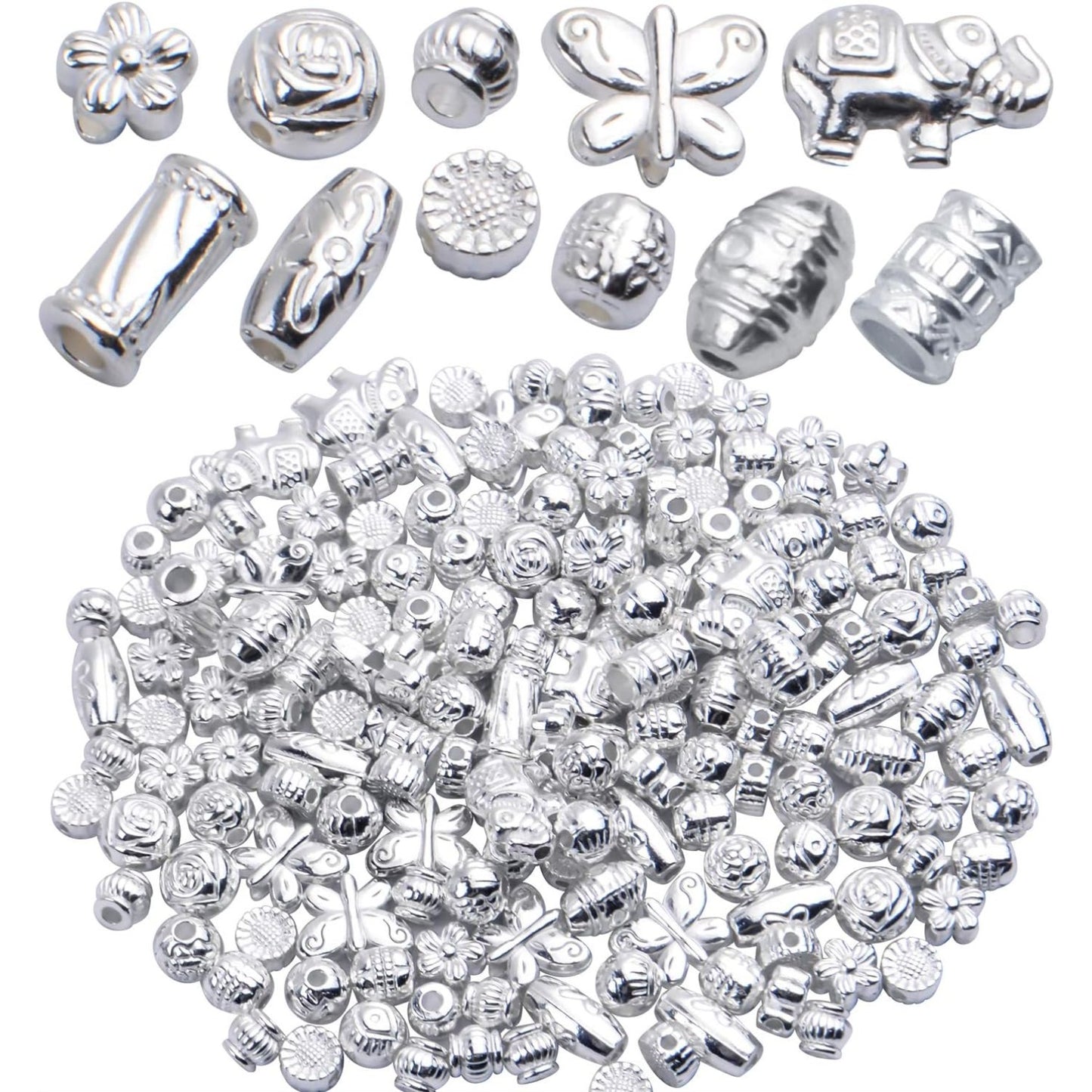 100 Gram(About 150-200pcs) Silver Spacer Beads Charm Bead Spacers Jewelry Findings Accessories for Bracelet Necklace Jewelry Making