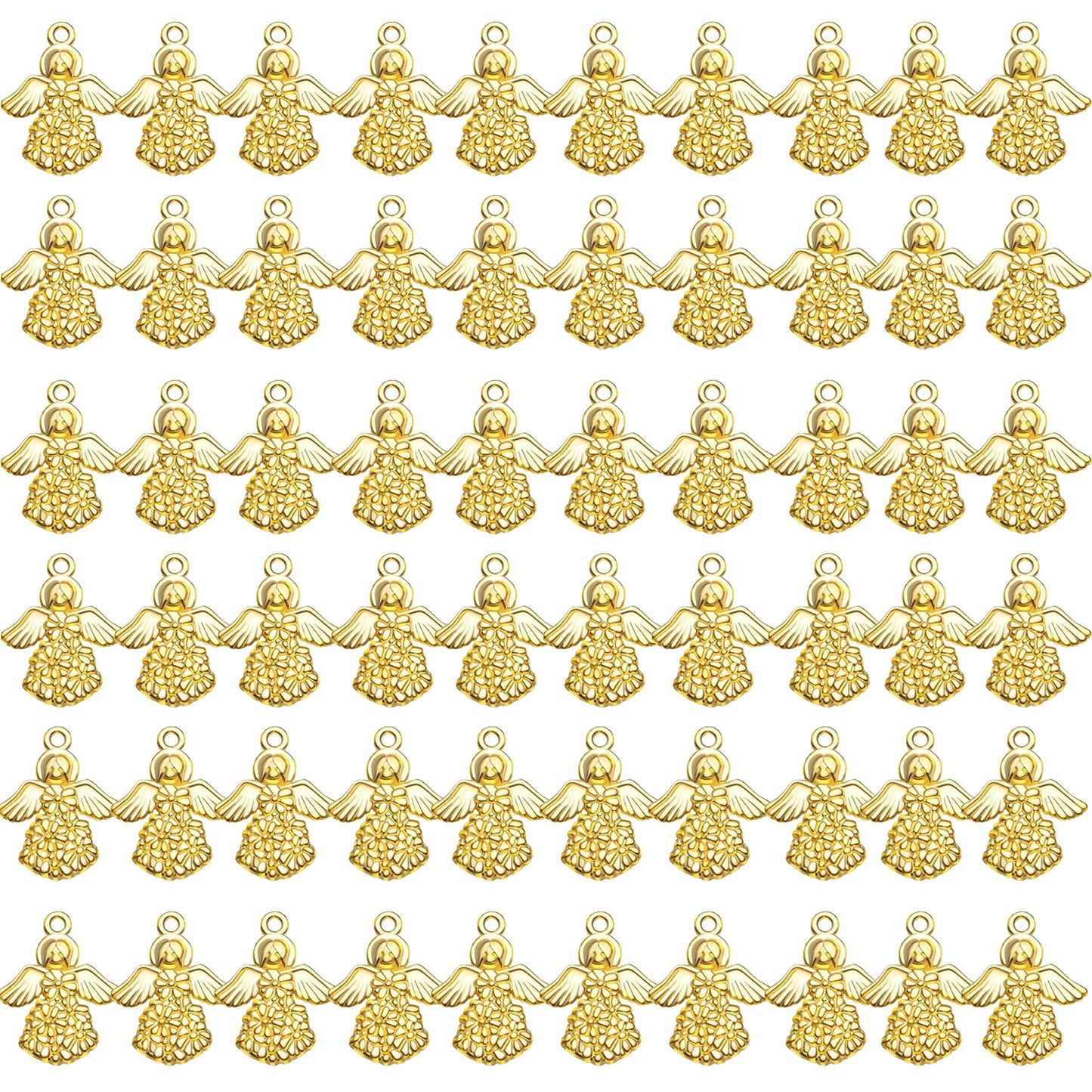 Angel Charms Pendant, 60pcs Tibetan Guardian Angel Charms Antique Alloy Angel Fairy Pendant Crafts Supplies for Necklace Bracelet Jewellery Making, Antique Bronze, Antique Silver, Golden