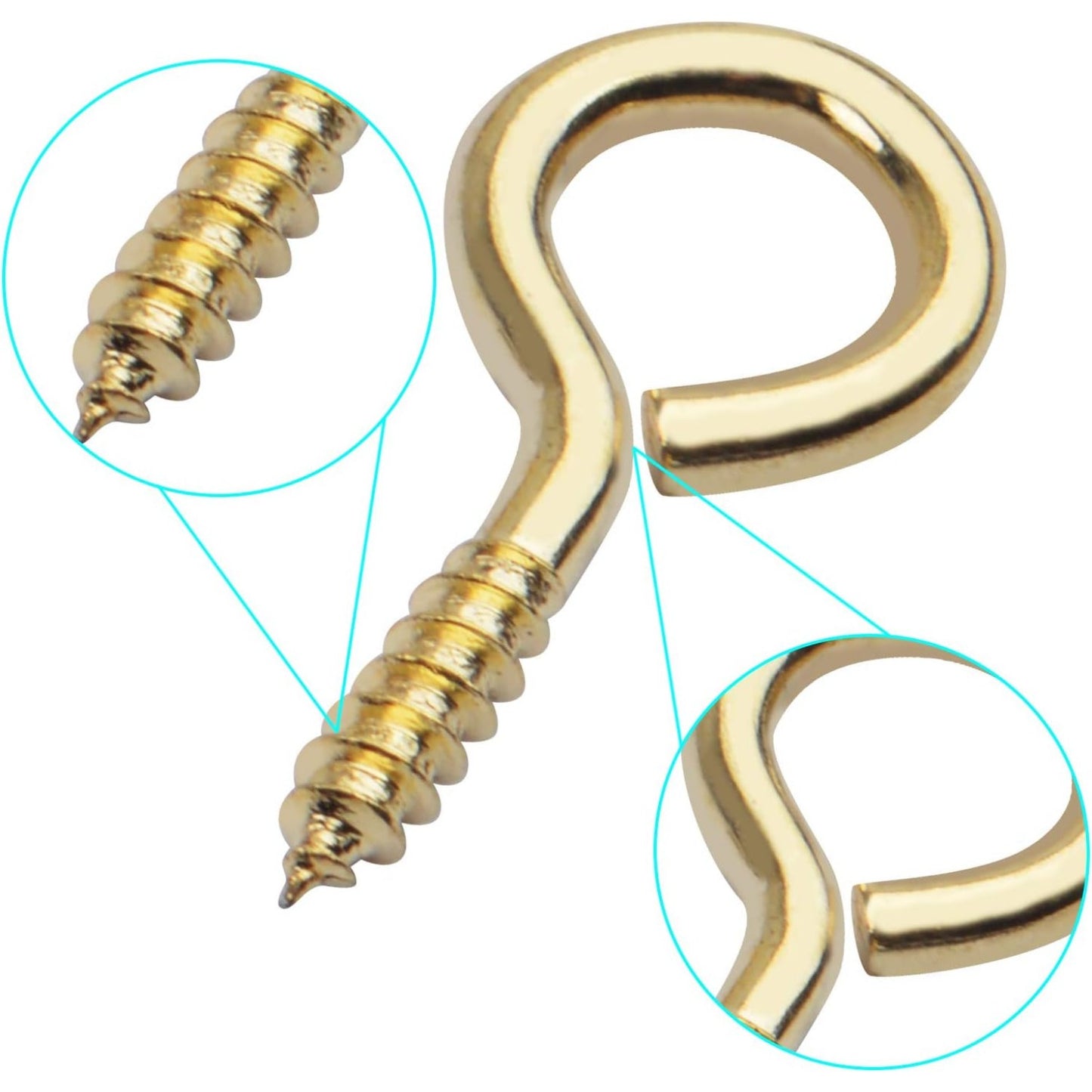 BronaGrand 100pcs 25mm (1 Inch) Small Screw Pins Hooks Screw in Hooks for Hanging Crafts Decoration Cups,Gold