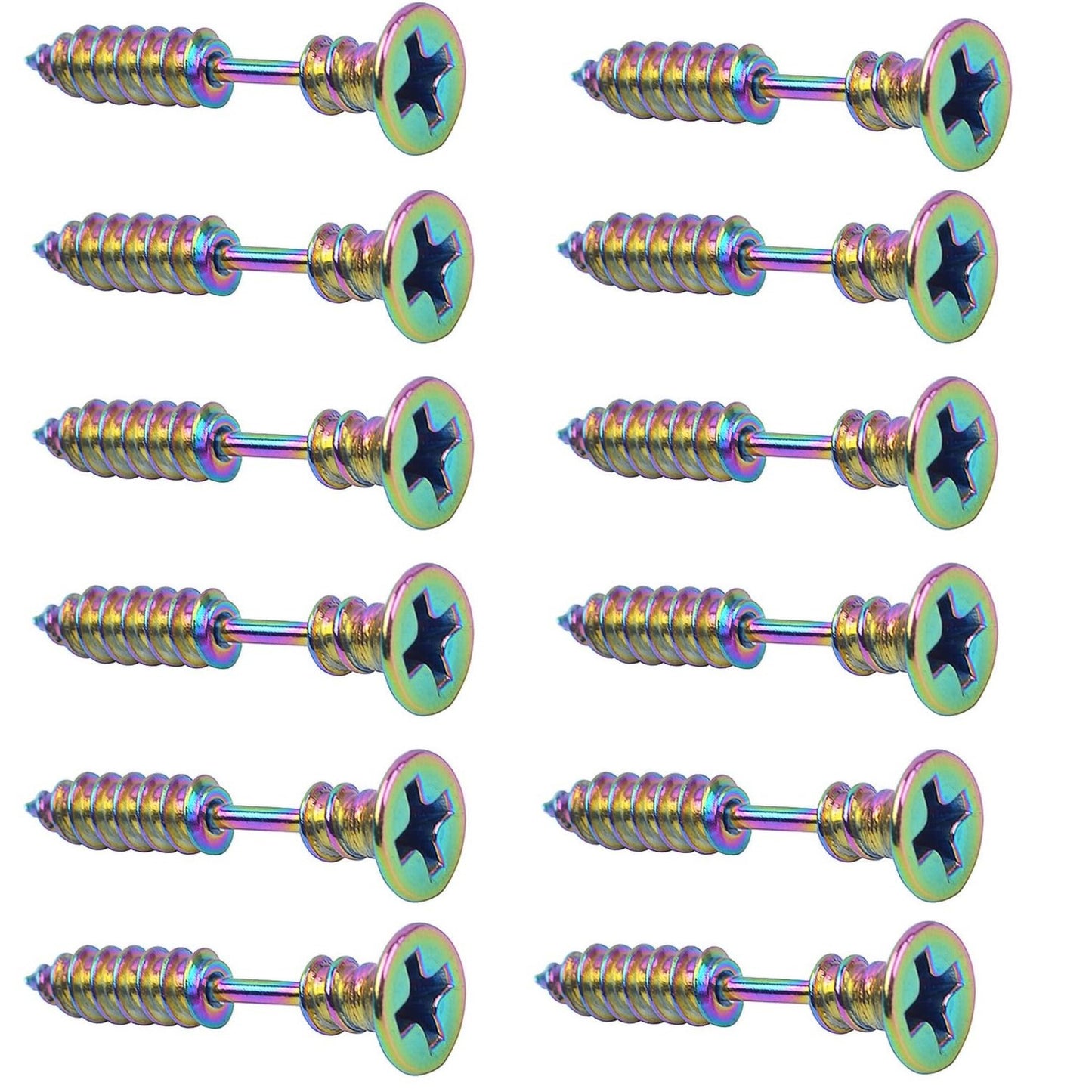 12 Pieces Screw Earrings, Stainless Steel Unisex Piercing Cross Screws Hoop Earrings Ear Stud,6 Colors