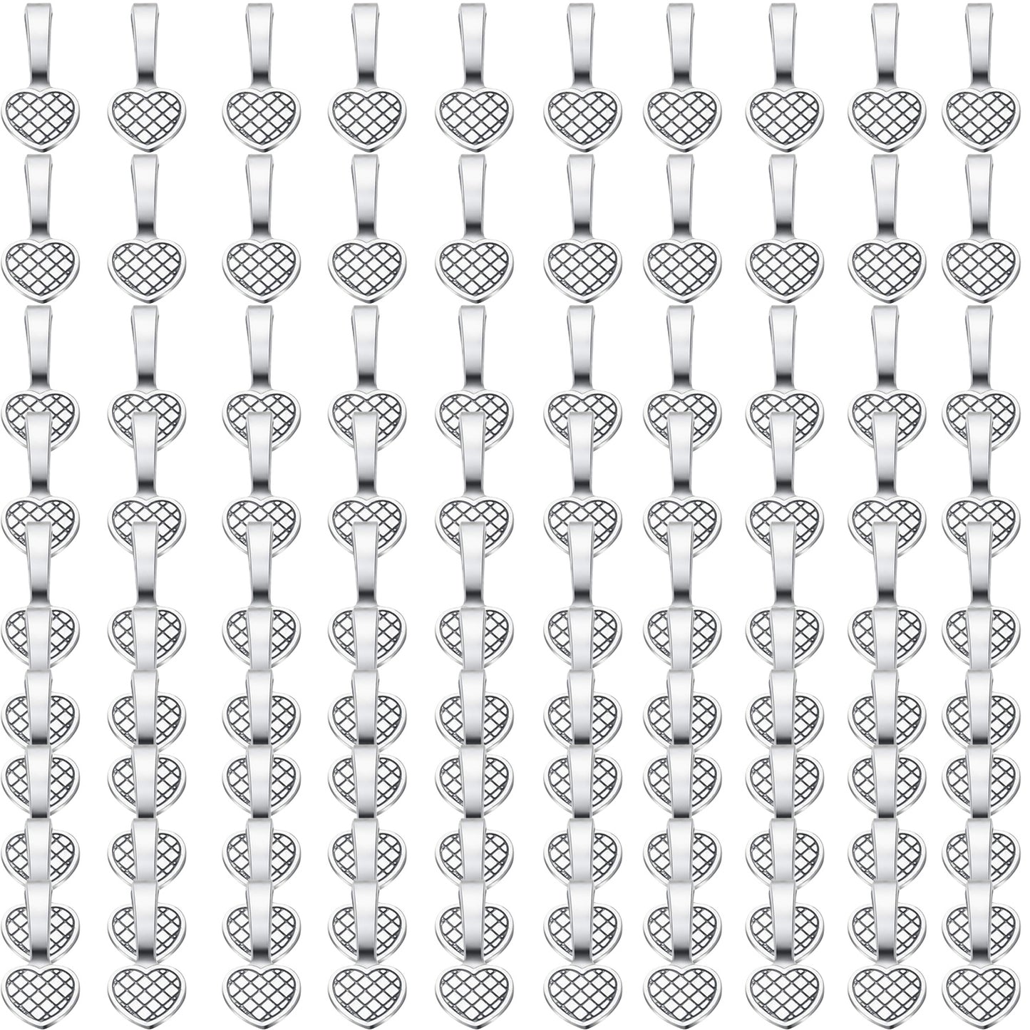 100pcs Alloy Heart Bails Pendants Glue on Heart Shape Bails Jewelry Bails Earring Charms Pendants for DIY Earrings Glass Tiles Jewelry Making Crafting, 19×9×8.5mm
