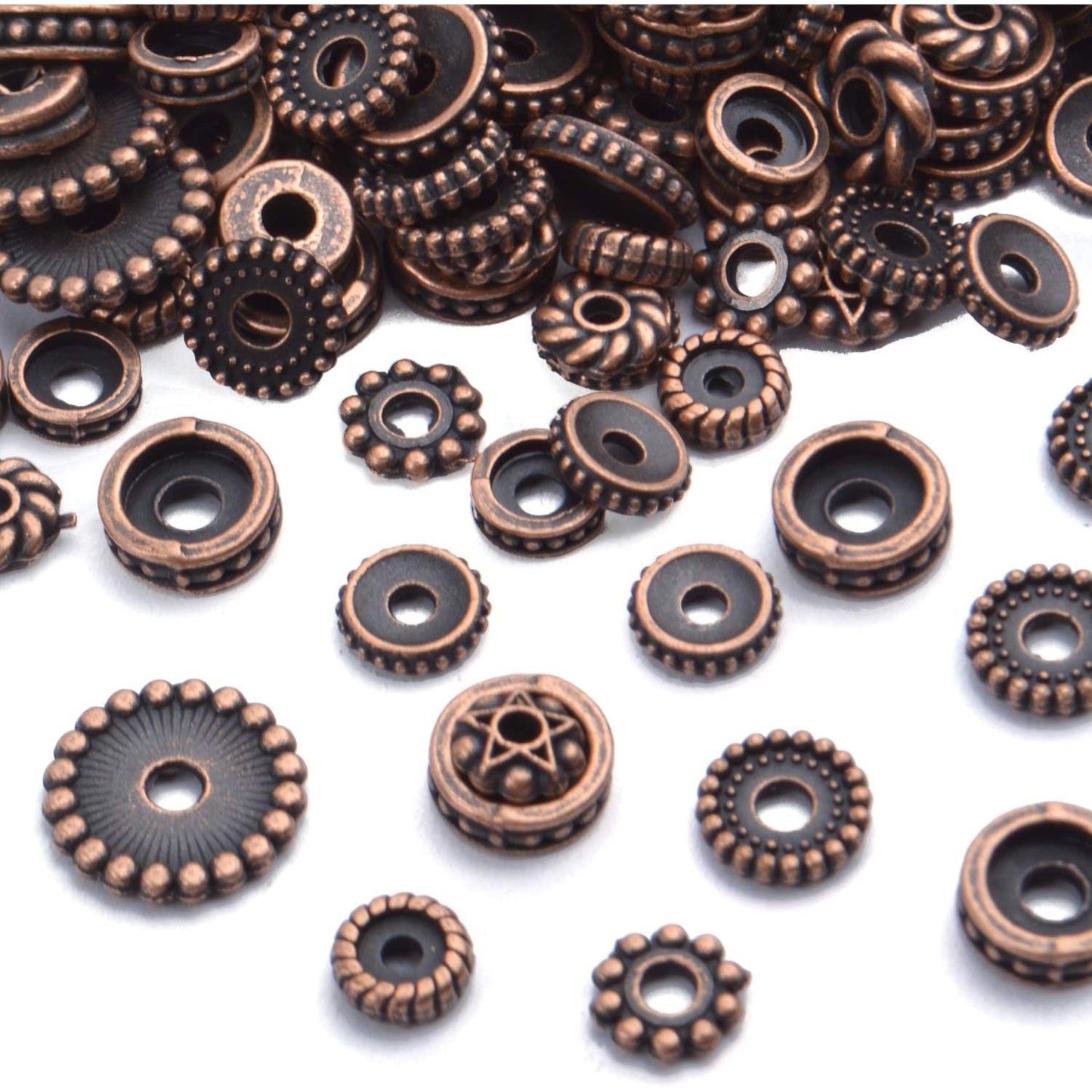 100 Gram(About 170-300pcs) Spacer Beads Jewelry Bead Charm Spacers Alloy Spacer Beads for Jewelry Making DIY Bracelets Necklace and Crafting,Antique Copper