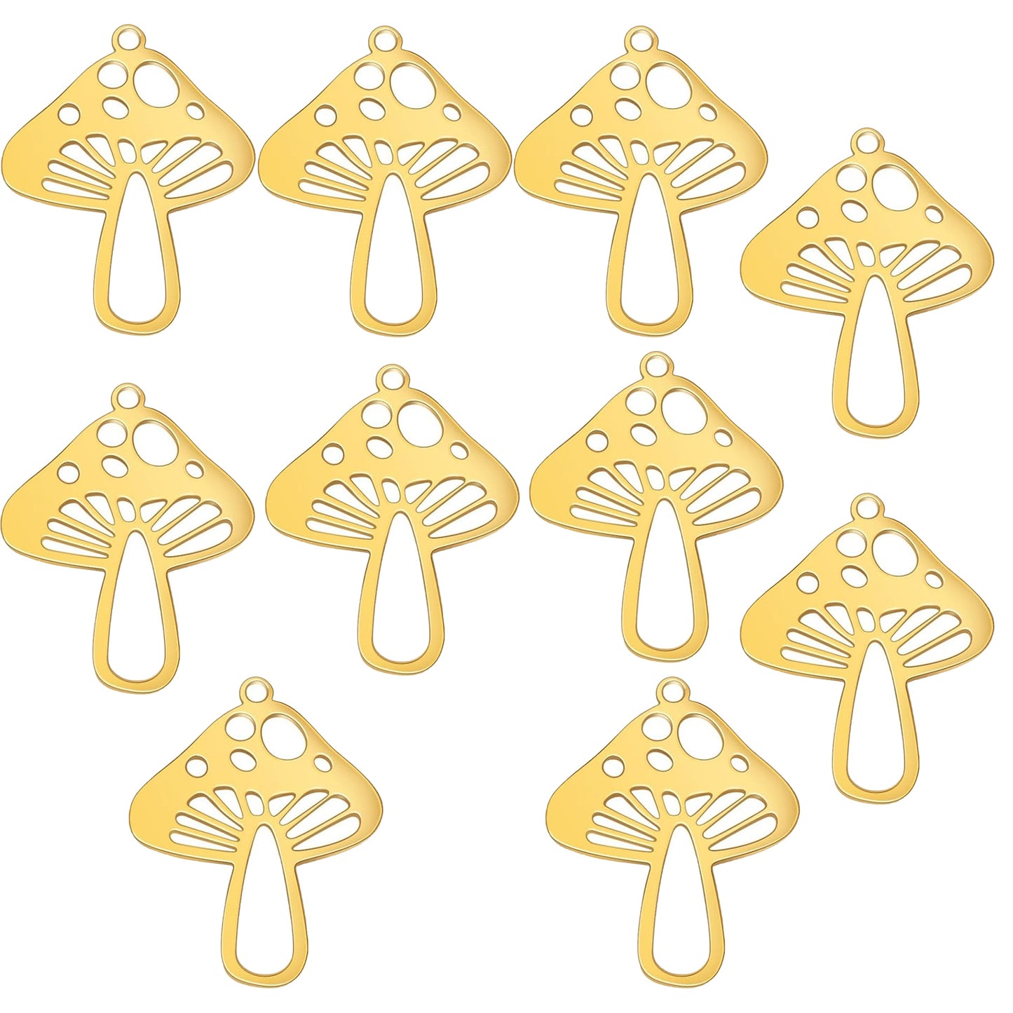 10pcs Stainless Steel Small Mushroom Charms Cute Mushroom Shape Dangle Pendants Craft Supplies for DIY Bracelet Necklace Keychains Jewelry Making Findings, 2 Colors