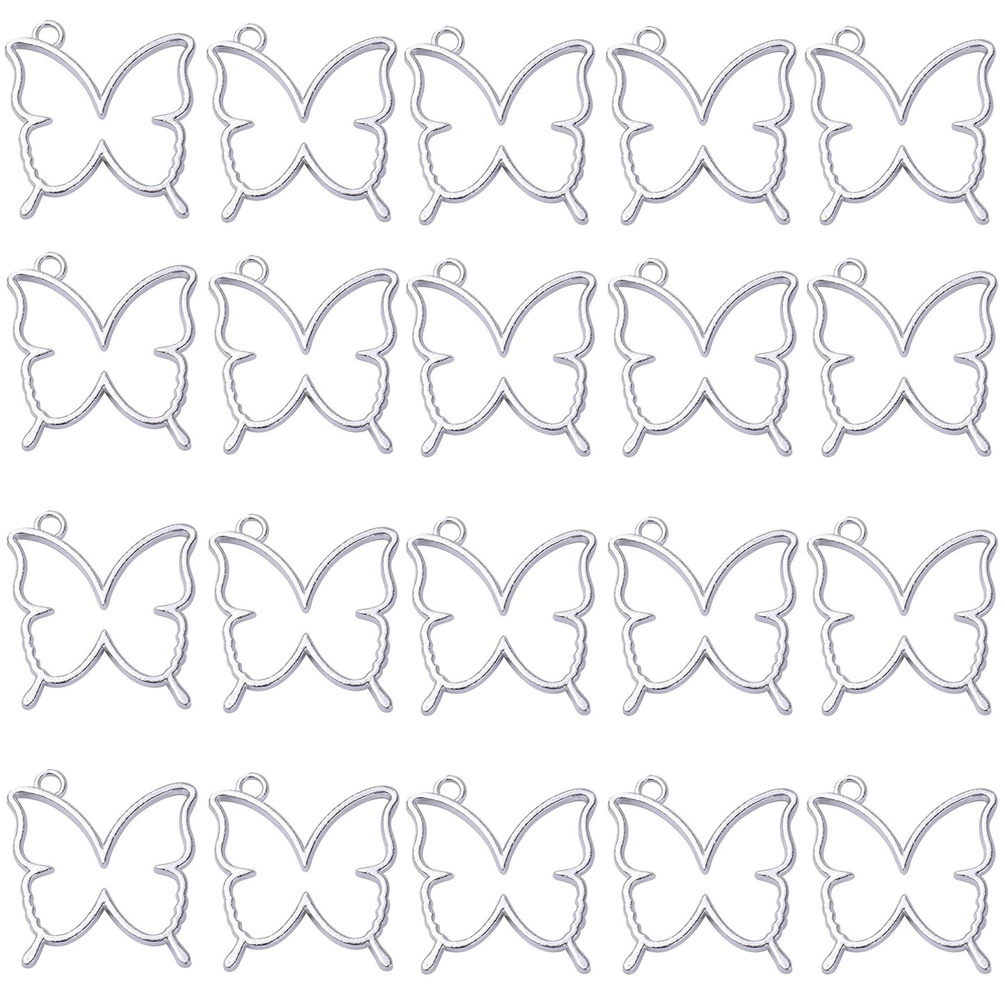 20pcs Butterfly Open Back Bezel Pendant Charm Resin Molds Hollow Frame Pendants for DIY Pressed Flower Crafts Jewelry Making Accessories