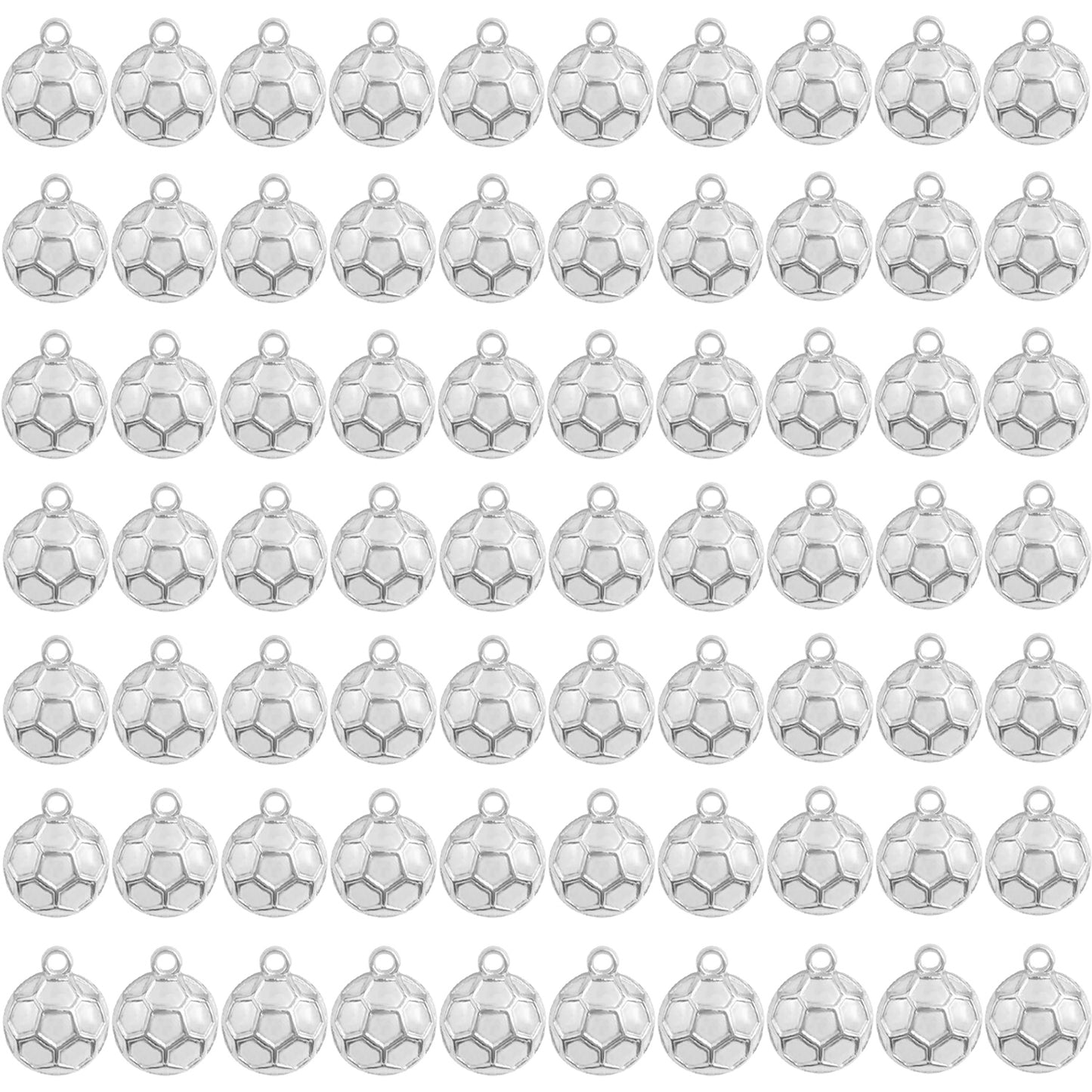 70 Pieces Football Sports Charms Alloy Soccer Ball Pendant Ball Bead Sports Dangle Charms Craft Supplies for DIY Bracelets Necklaces Jewelry Making Gifts, 7 Colors
