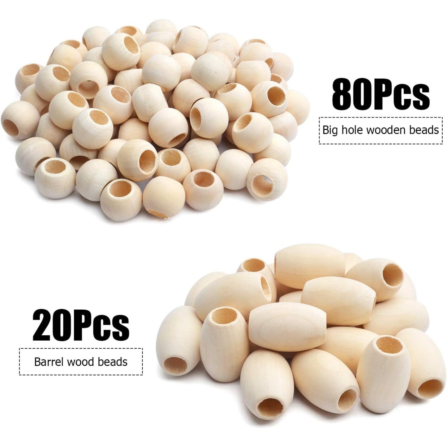 Natural Wooden Spacer Beads - 100pcs Large Hole Unfinished Tube Beads for DIY Handmade Decorations, Bracelets, Pendants & Crafts
