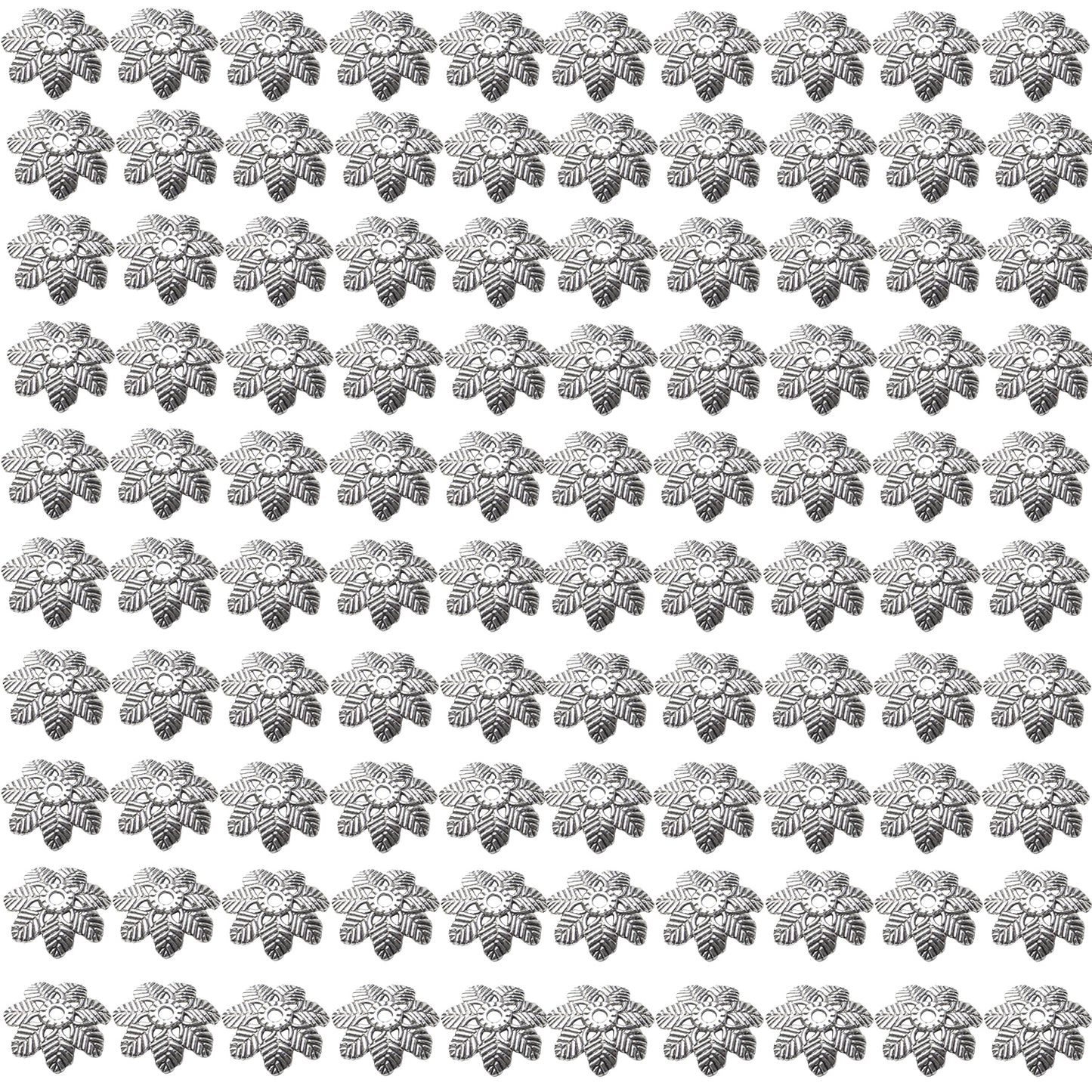 100pcs Flower Bead Caps Tibetan Alloy Spacer Beads Loose for DIY Earring Bracelet Necklace Jewelry Making