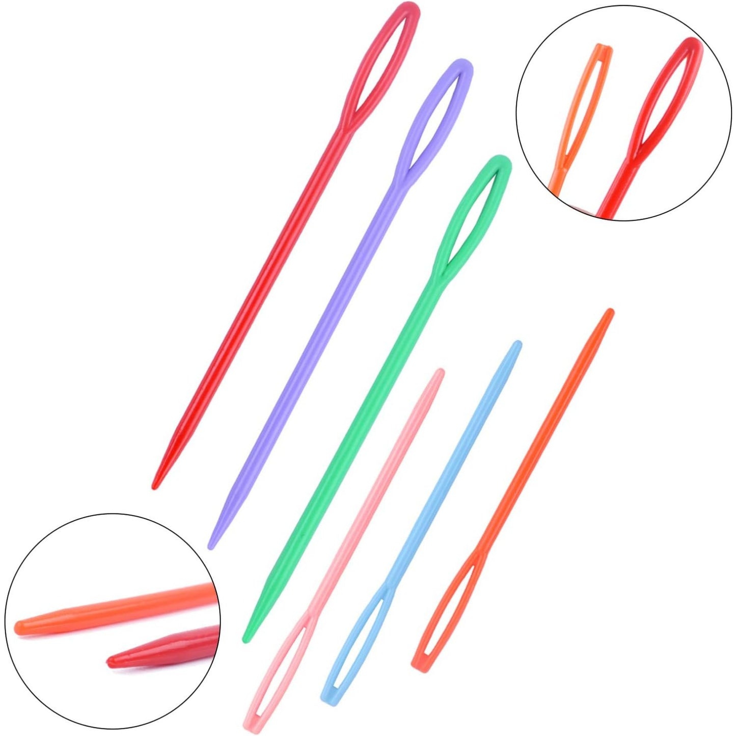 60pcs Colorful Large Eye Plastic Sewing Needles for Kid Weave Education
