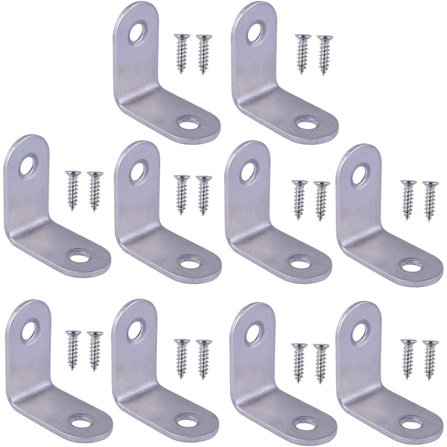 10pcs 90 Degree Right Angle Brackets Fastener Stainless Steel Corner Braces with Screws (30x30mm)