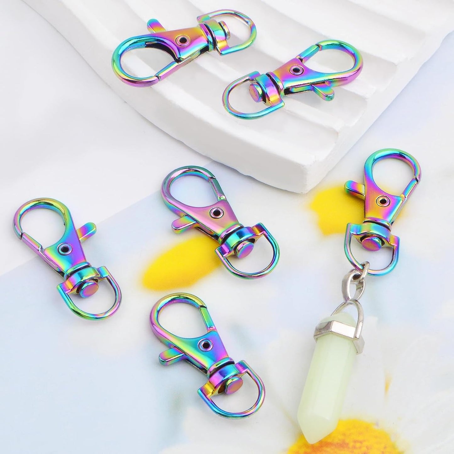 20 Pieces Swivel Clasps Lanyard Snap Hooks Alloy Lobster Clasp Trigger Clips Keychain Rings Accessories for DIY Handbag Purse Hardware Handmade Craft Projects, Rainbow Color