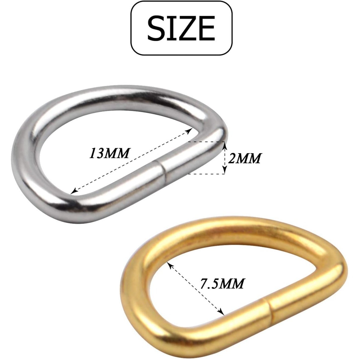 120 Pieces 1/2inch Metal D Ring Buckles D-Ring Loop for Handbag Purse Clothes DIY Accessories,3 Colors