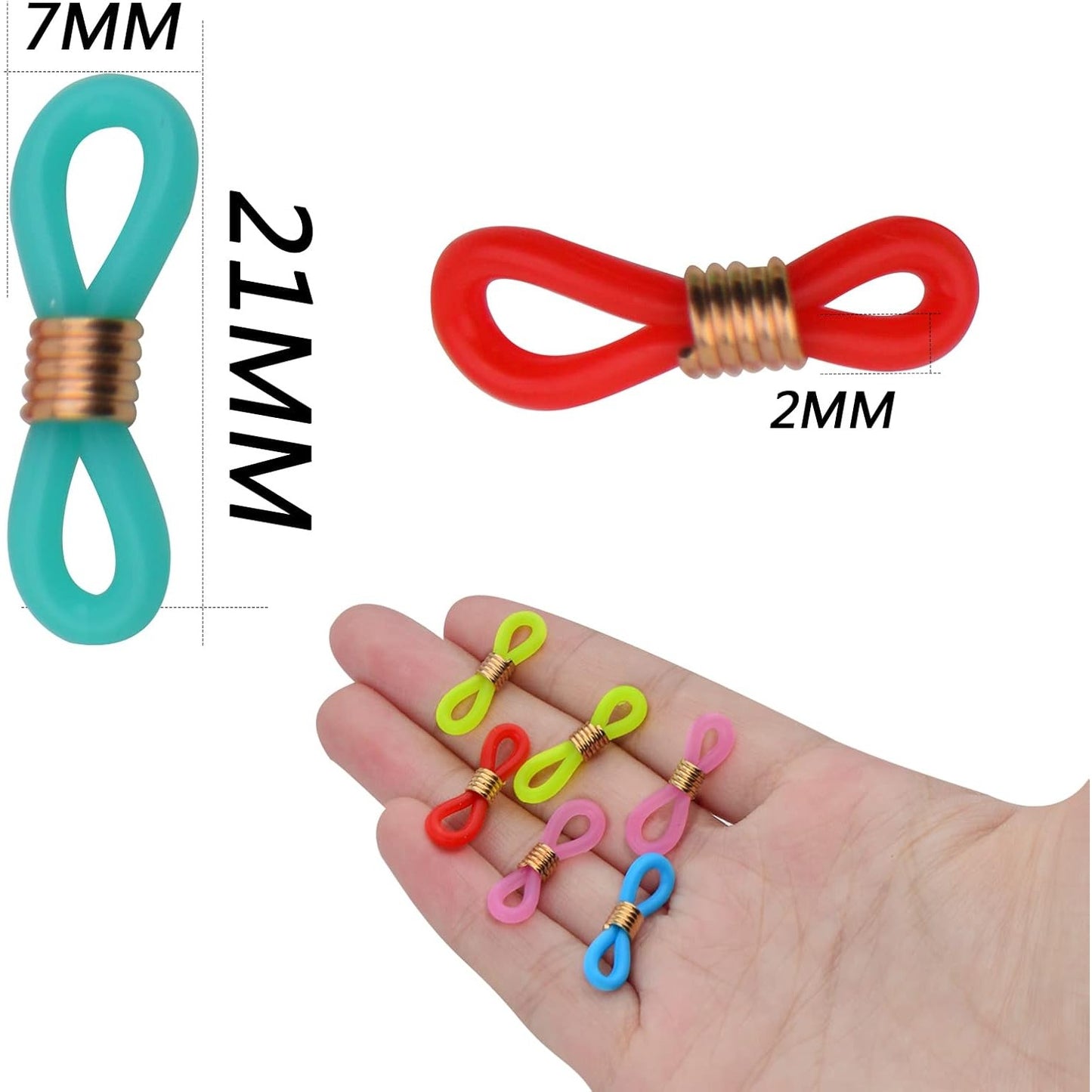 50pcs Eyeglasses Chain Ends Adjustable Silicone Spring Connector Holder Spectacle Anti-Slip Ends Retainer Eyeglass Strap Holder Loop for Glasses Necklace Chain, Mixed Colors