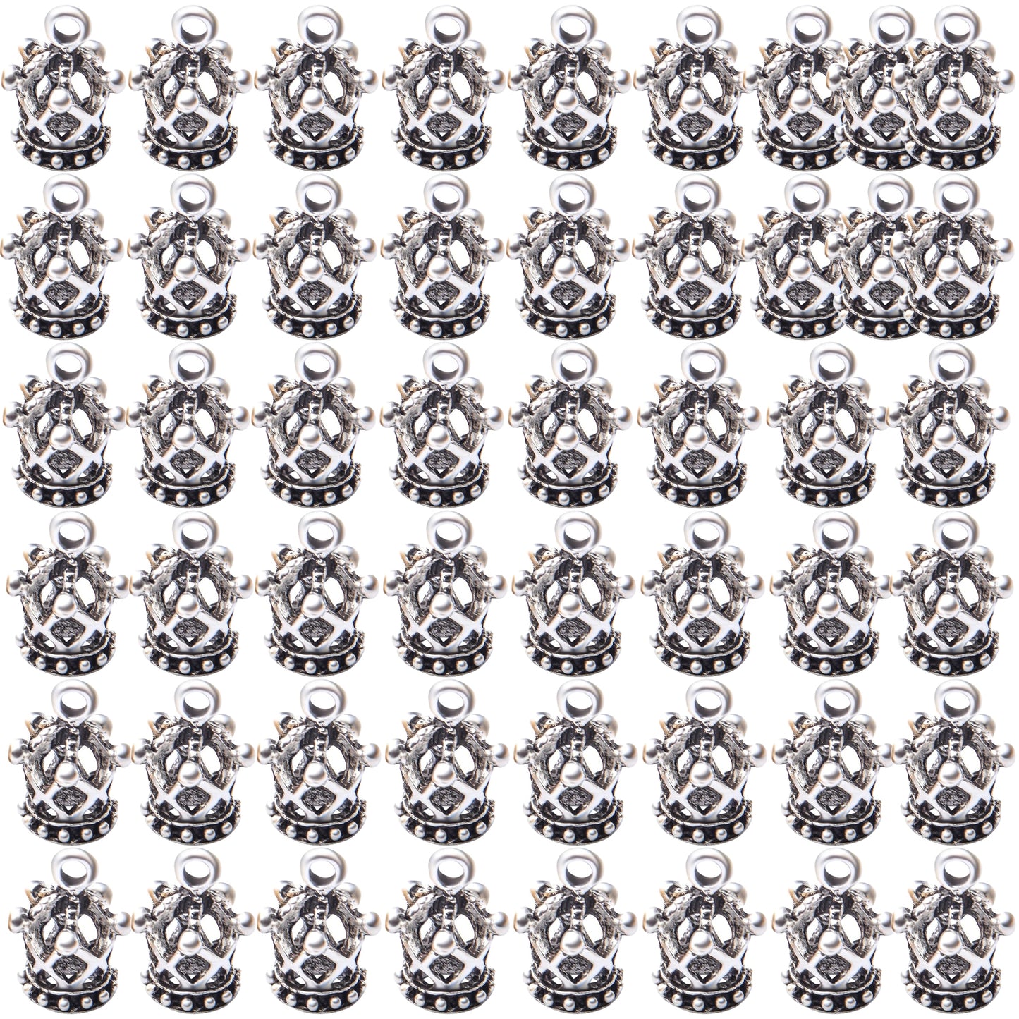 Crown Charms,50pcs King Crown Charm Pendants Alloy Crown Bead Charm Queen Crown Pendants Craft Supplies for Jewelry Making Necklace Bracelet DIY(3D)