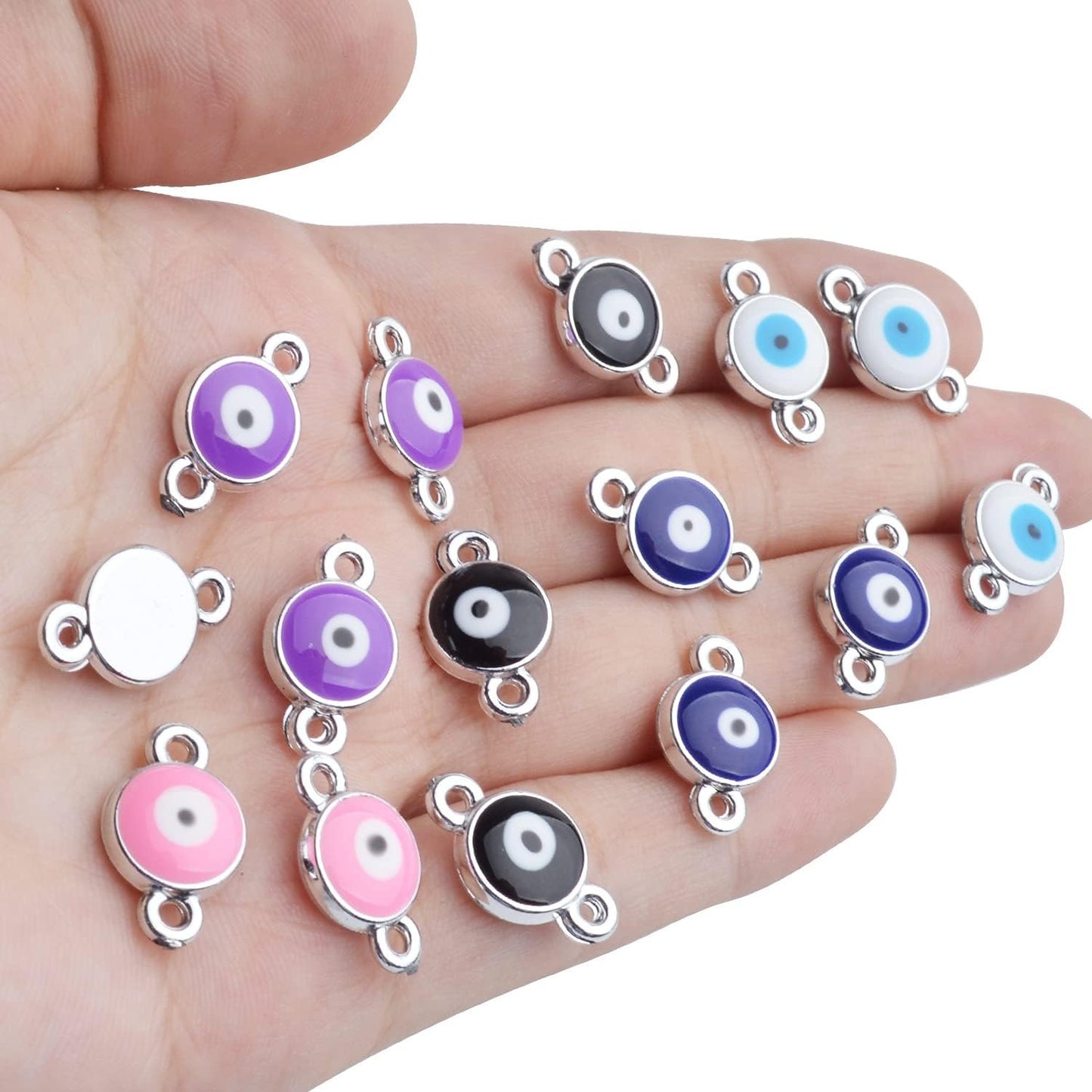 50pcs Evil Eye Connectors Pendants Bracelet Connector Bead Charms for Bracelet Necklace Crafts DIY