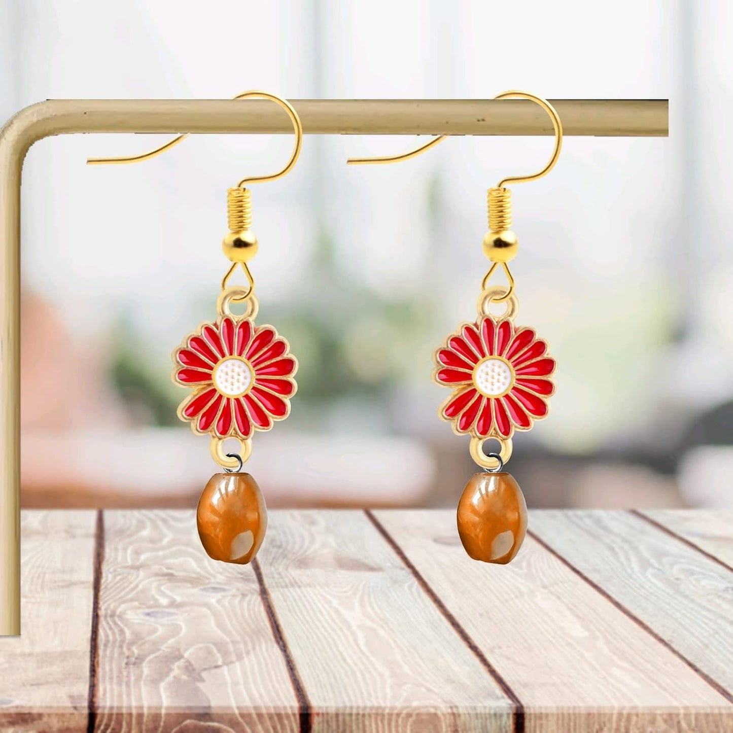 30pcs 6 Colors Daisy Flower Charms Connectors Alloy Enamel Flower Shaped Dangle Pendants Double Loops Links Charms for DIY Necklace Bracelet Earrings Jewellery Making Gifts