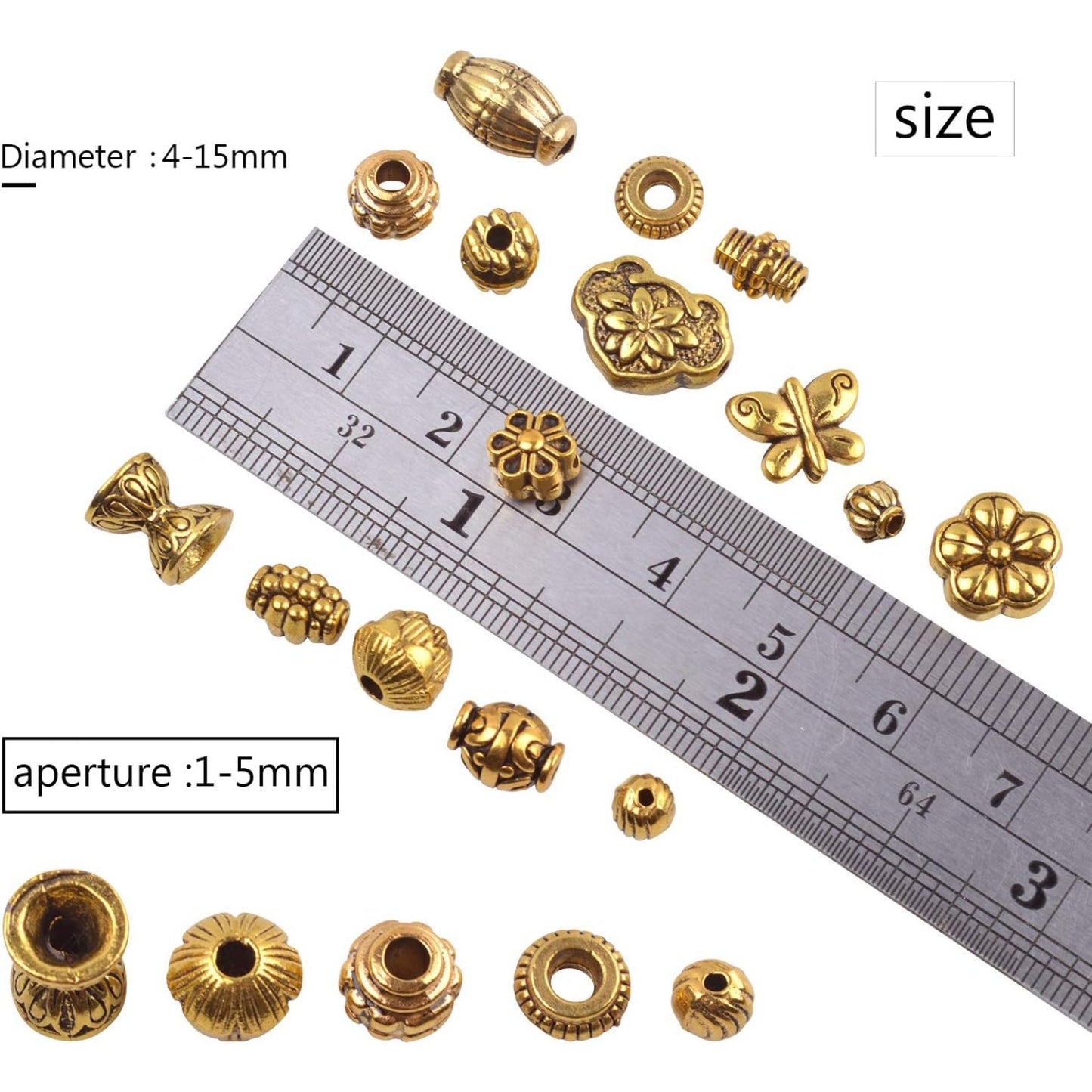 100 Gram(About 150-200pcs) Antique Gold Spacer Beads Charm Bead Spacers Jewelry Findings Accessories for Bracelet Necklace Jewelry Making