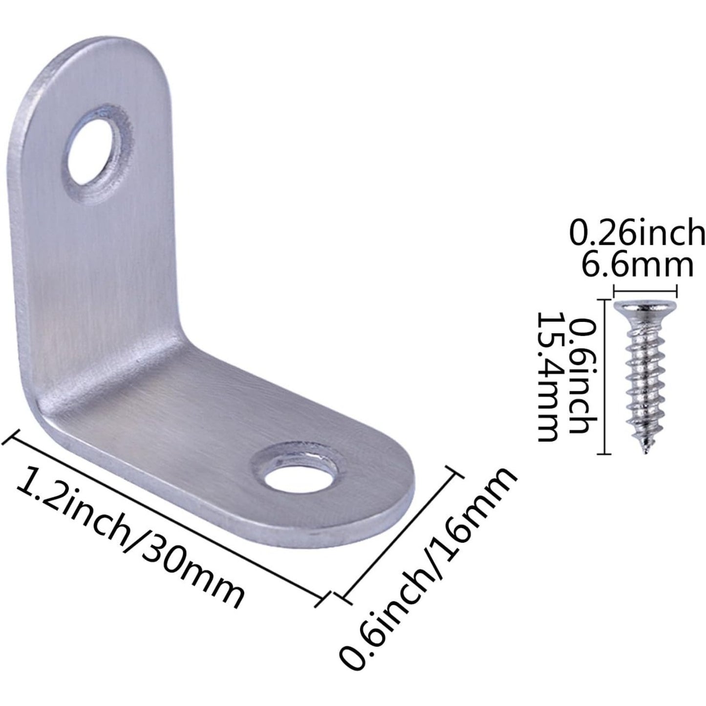10pcs 90 Degree Right Angle Brackets Fastener Stainless Steel Corner Braces with Screws (30x30mm)