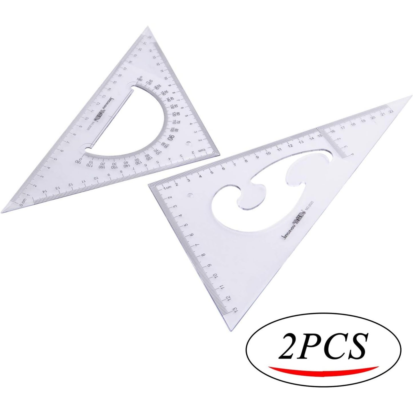BronaGrand Large Triangle Ruler Square Set, 30/60 and 45/90 Degrees, Set of 2
