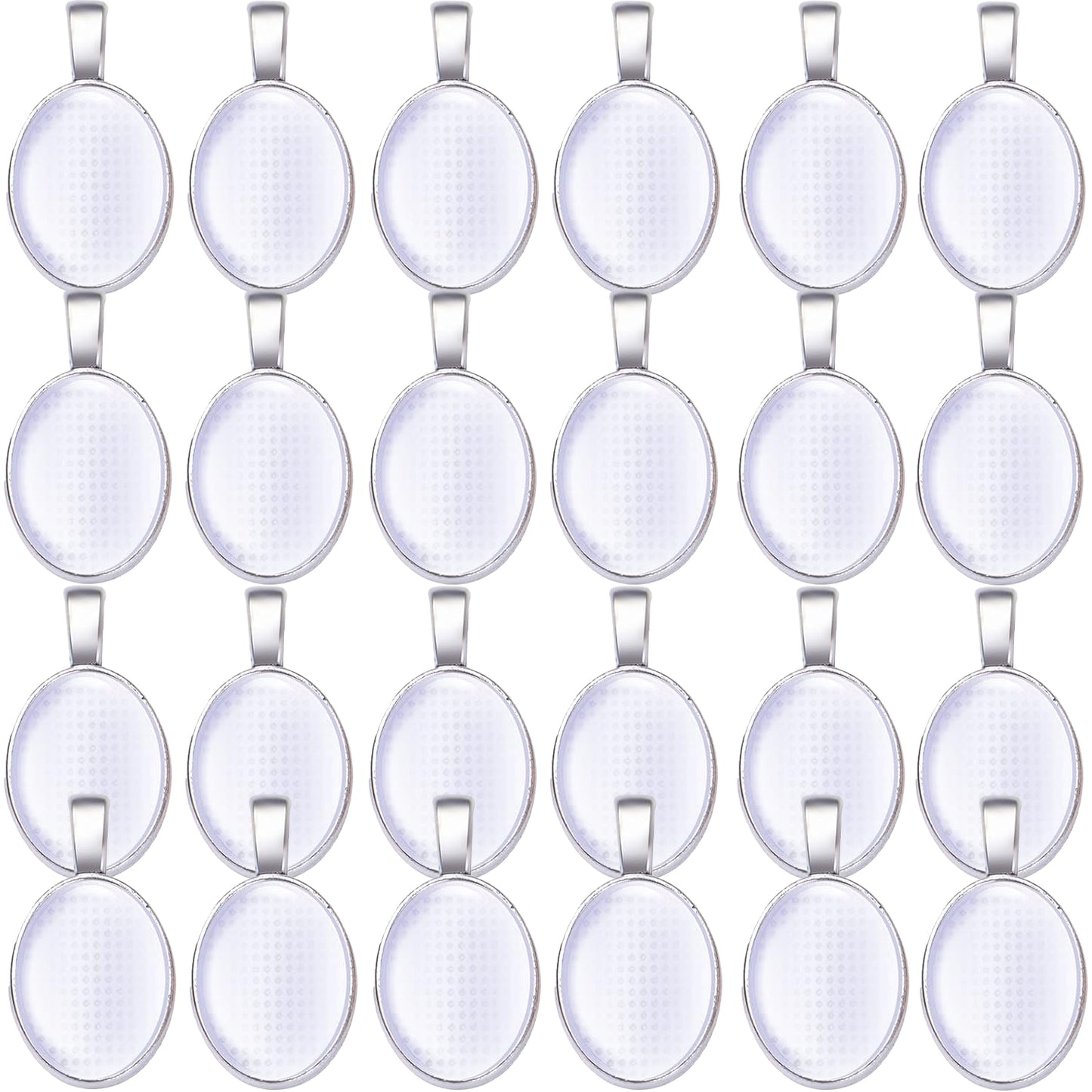 48pcs Bezel Pendant Blanks Set, 24pcs 6 Colors Oval Pendant Trays Bezel Blanks with 24pcs Glass Cabochons Clear Dome Tiles for DIY Bracelet Necklace Jewelry Crafts Making