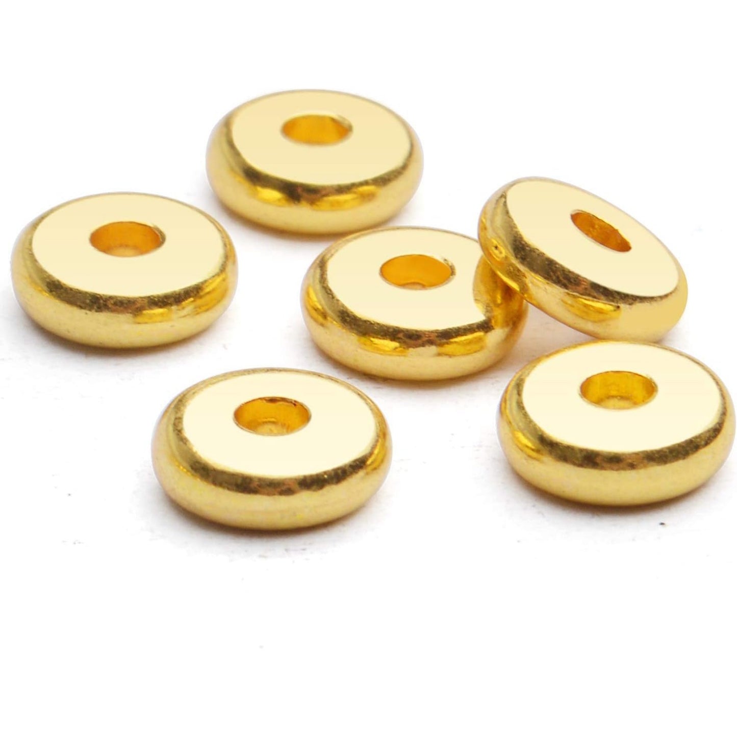200pcs 8mm Flat Round Rondelle Spacer Beads Disc Spacers Loose Beads Jewelry Metal Spacers for DIY Bracelet Necklace Crafts,Gold