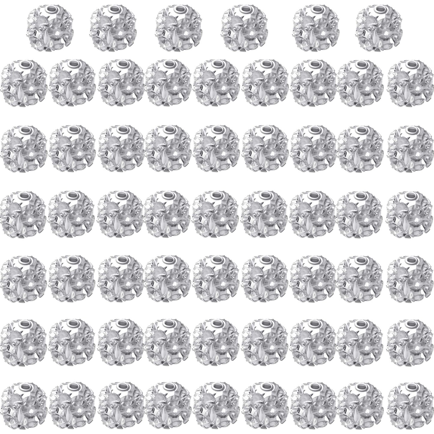 60pcs 8mm Crystal Bead Rhinestone Ball Spacer Beads Round Loose Beads Jewelry Beads Spacers for DIY Jewelry Crafts Making