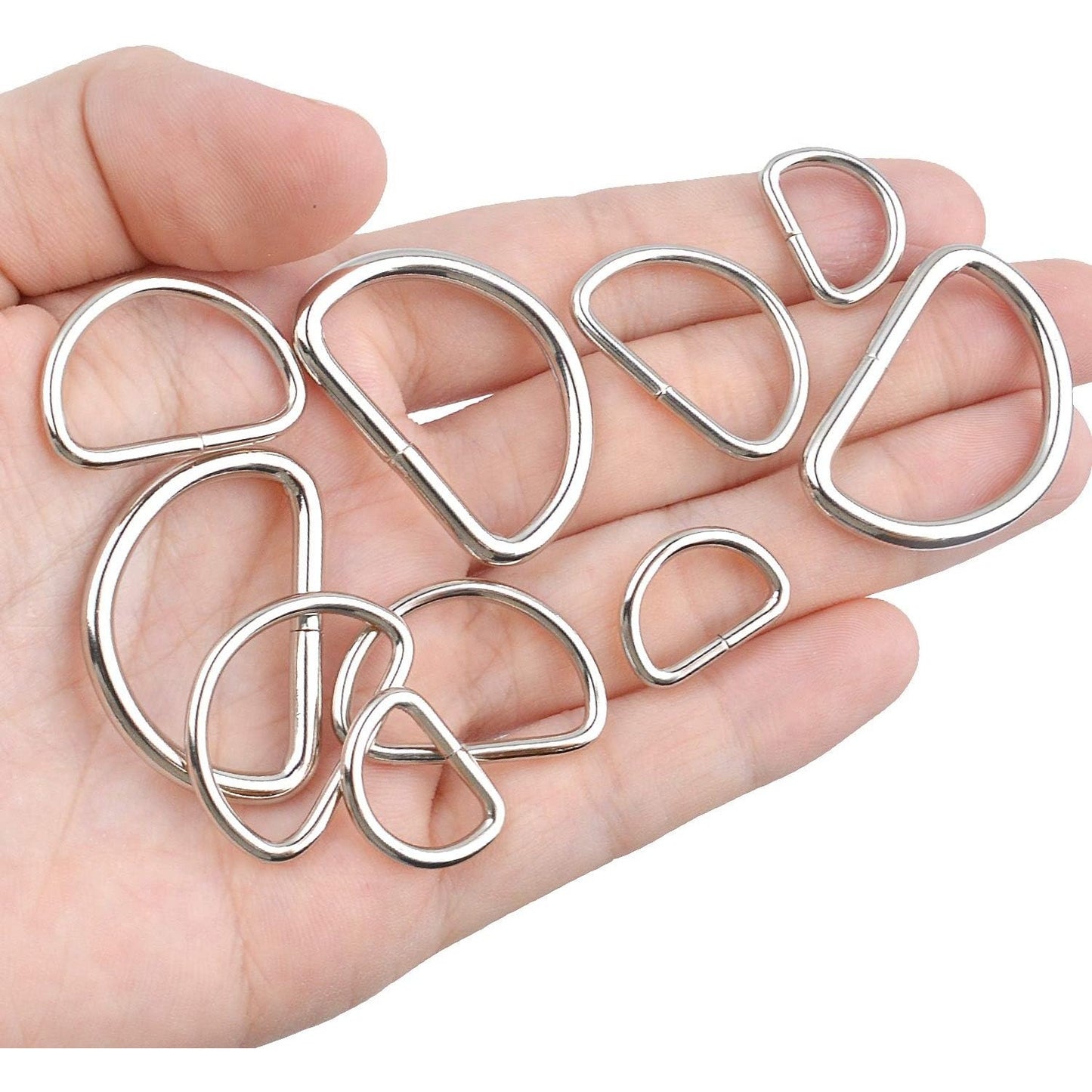 60pcs Assorted Multi-Purpose Metal D Ring Semi-Circular D Ring for Hardware Bags Ring Hand DIY Accessories - 1/2 Inch, 3/4 Inch, 1 Inch