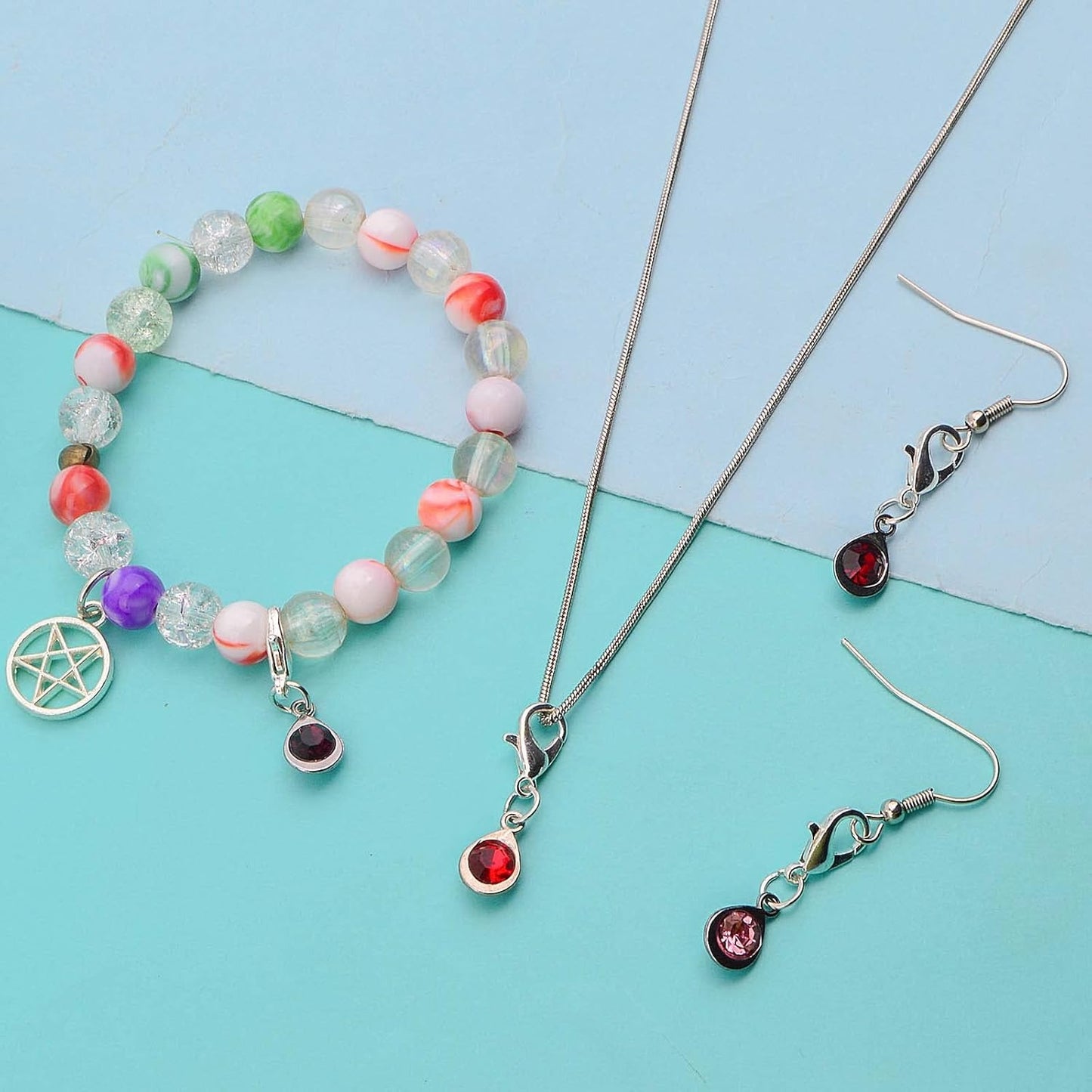 24pcs 12 Colors Crystal Birthstone Charms with 24pcs Metal Lobster Clasps and 24pcs Jump Rings Teardrop Shape Crystal Glass Dangle Pendants for DIY Necklace Earring Jewelry Making