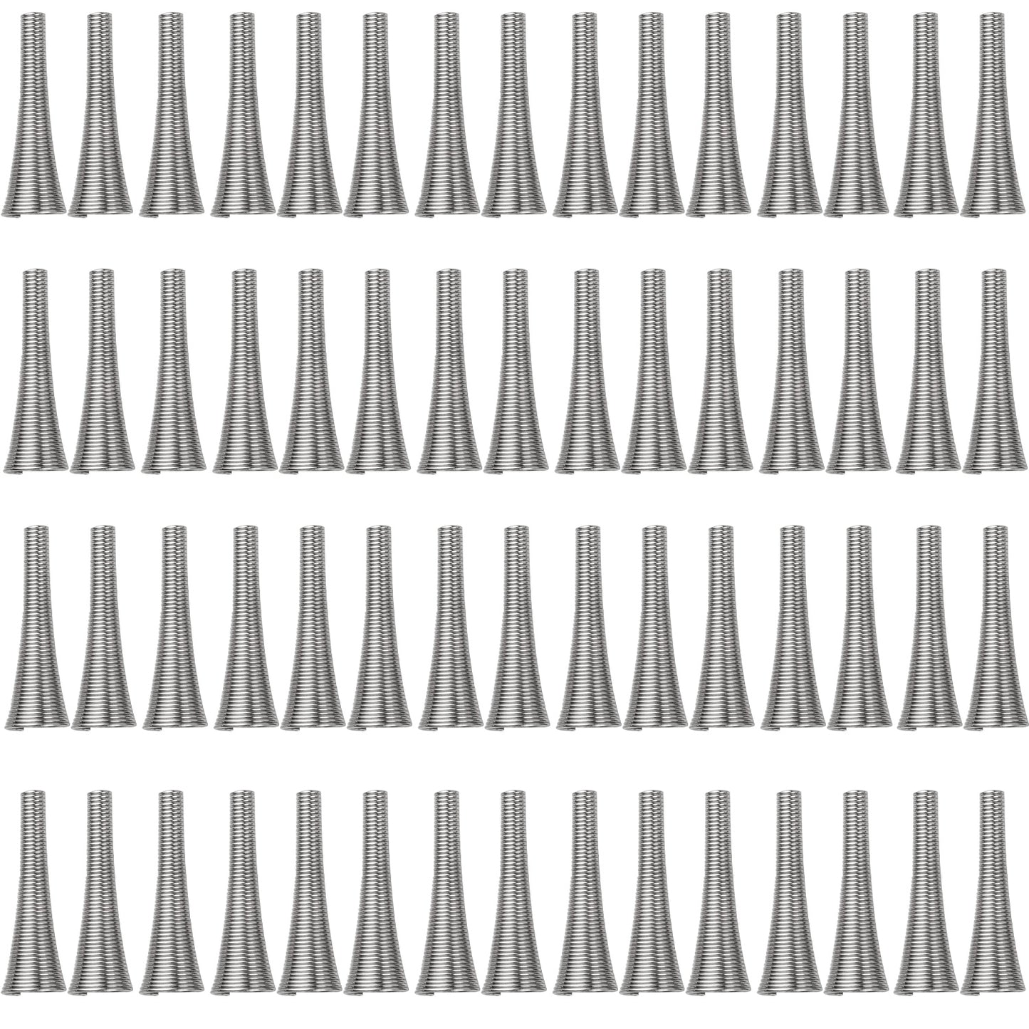 60pcs 30 mm Long Spring Cone Bead Caps Alloy Trumpet Shape Wrap Coil Spring Beads Stoppers for DIY Earrings Tassel Crafts Jewelry Making Supplies Accessories, 5 Colors