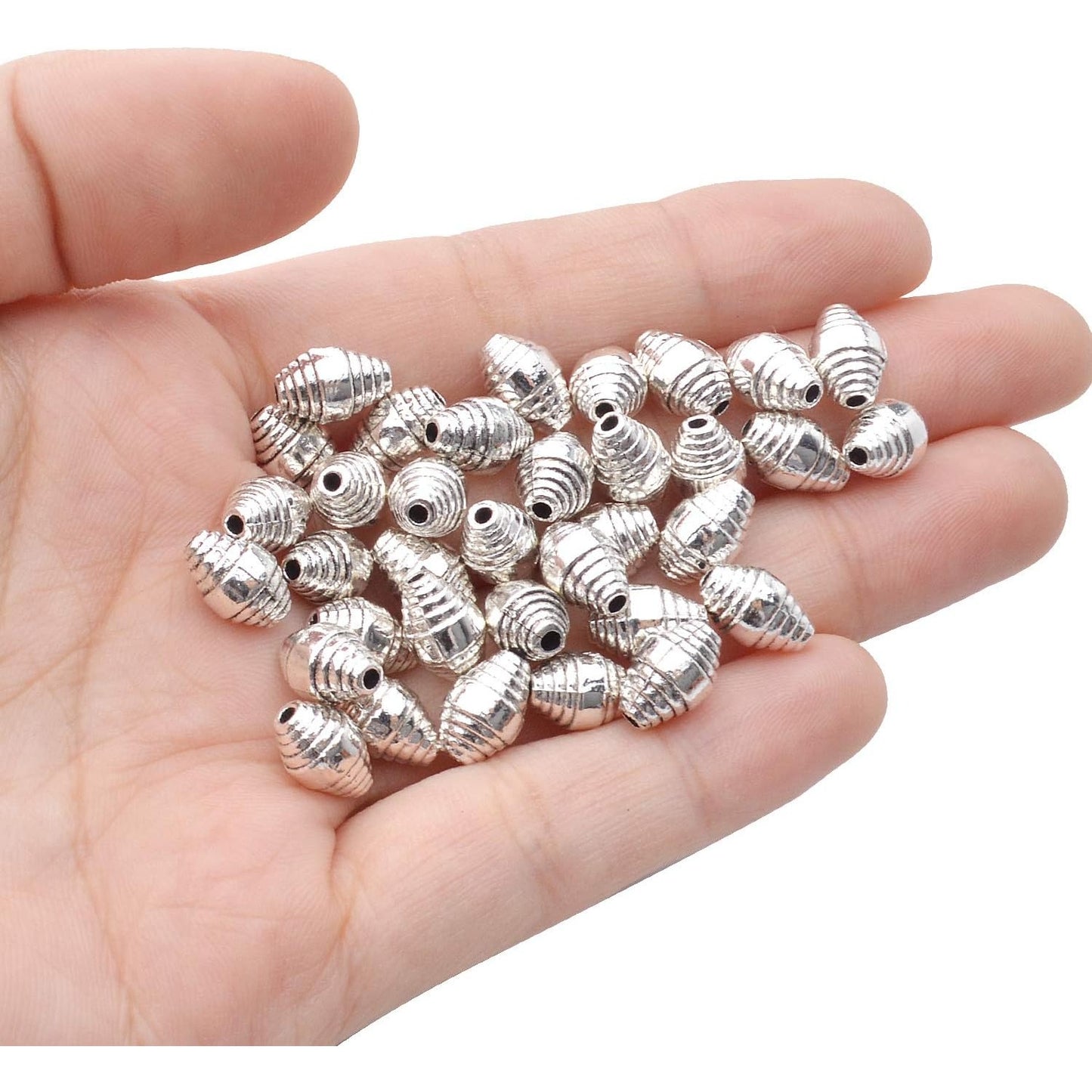 50pcs Tibetan Antique Silver Spacers Beads Alloy Bicone Spacer Beads Jewelry Beads Spacers Charms with A Box for Bracelet Necklace DIY Jewelry Making