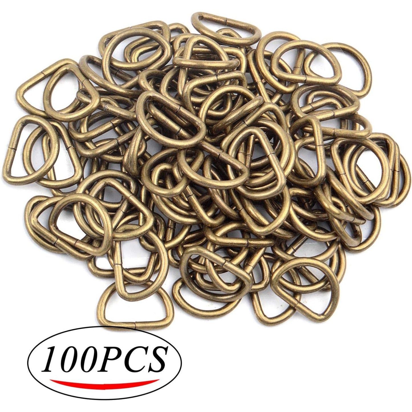 100 Pieces 1/2inch Metal Bronze D Ring Buckles D-Ring Loop for Handbag Purse Clothes DIY Accessories