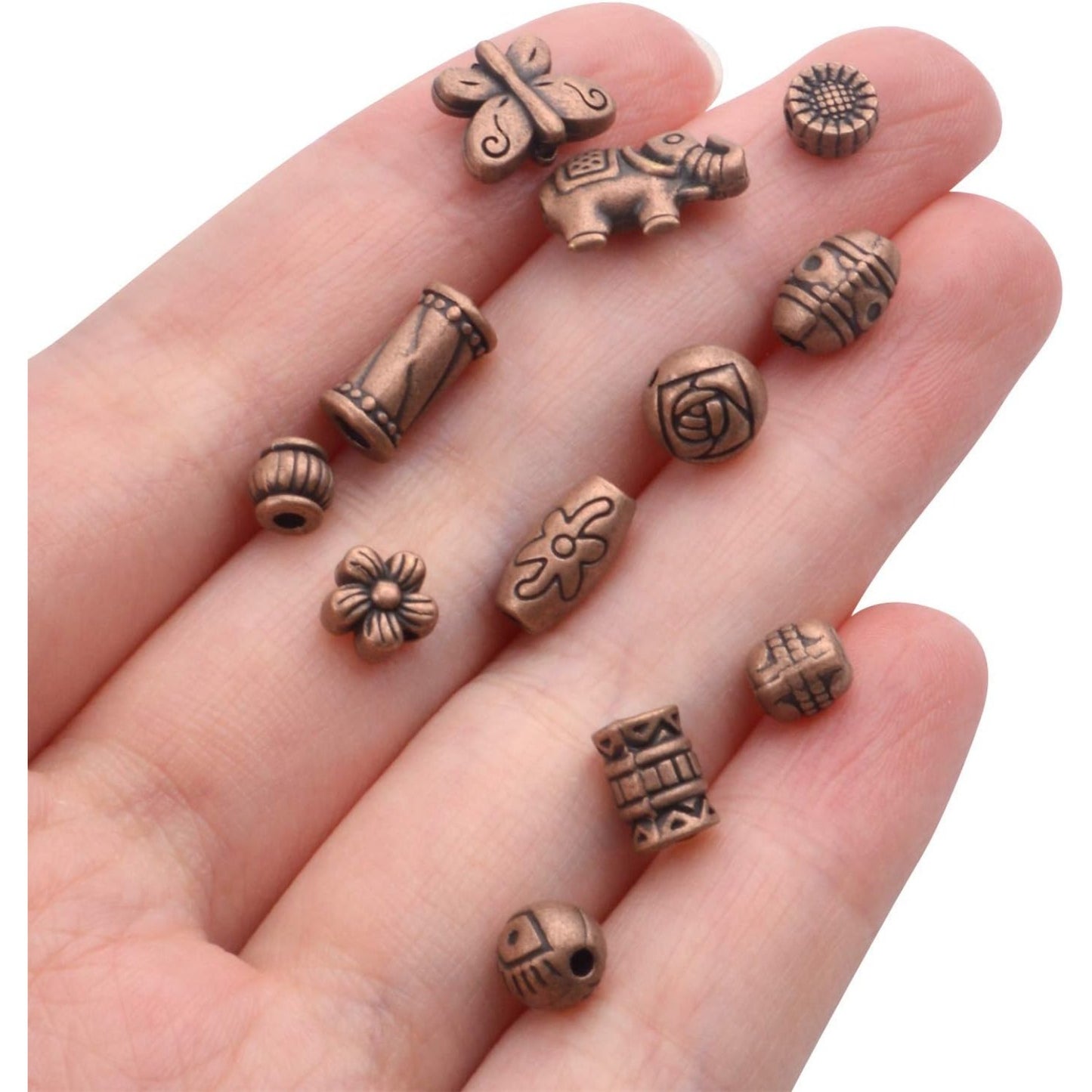 100 Gram(About 150-200pcs) Antique Copper Spacer Beads Charm Bead Spacers Jewelry Findings Accessories for Bracelet Necklace Jewelry Making(Dark Color)