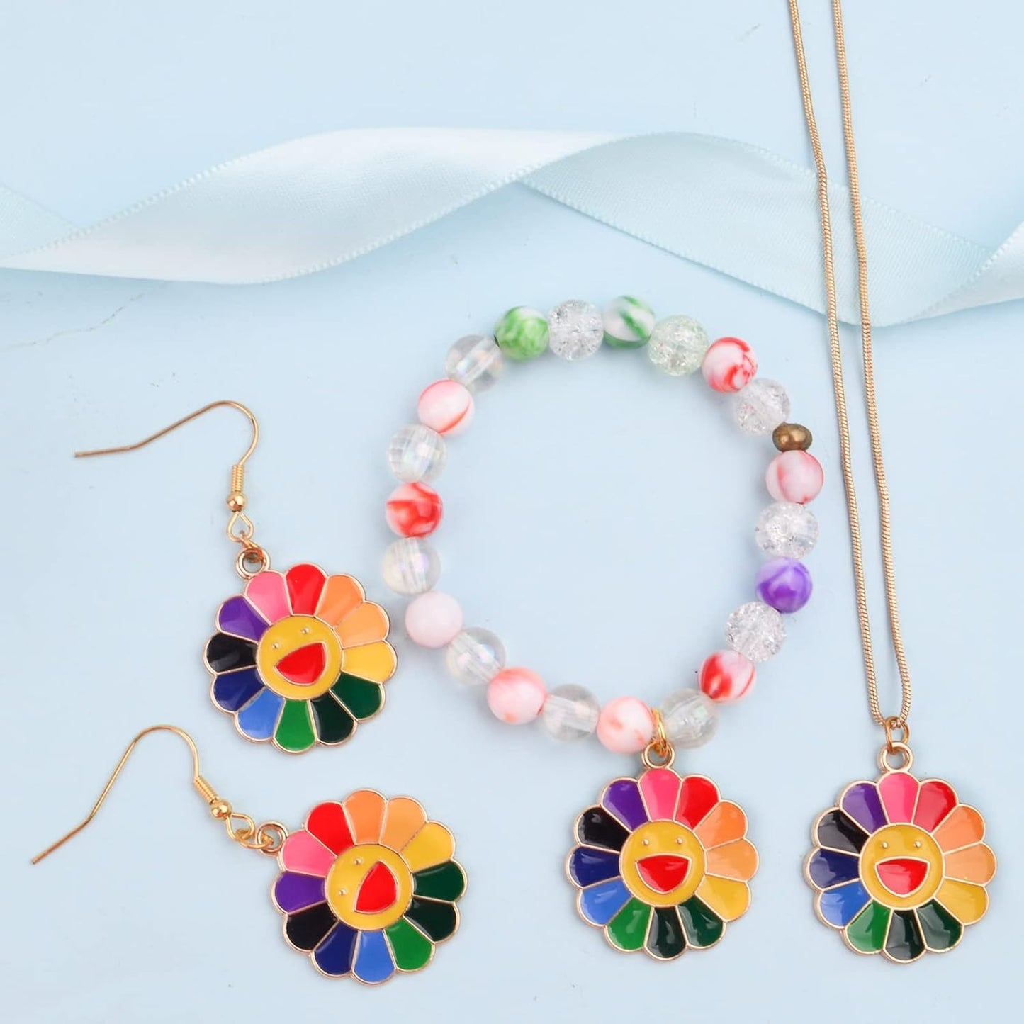 20pcs Alloy Smiley Sunflower Charms Colorful Enamel Smiling Happy Face Pendants Charms Handmade Accessories for DIY Jewelry Making Craft Supplies, 29 mm x 25 mm x 1.3 mm