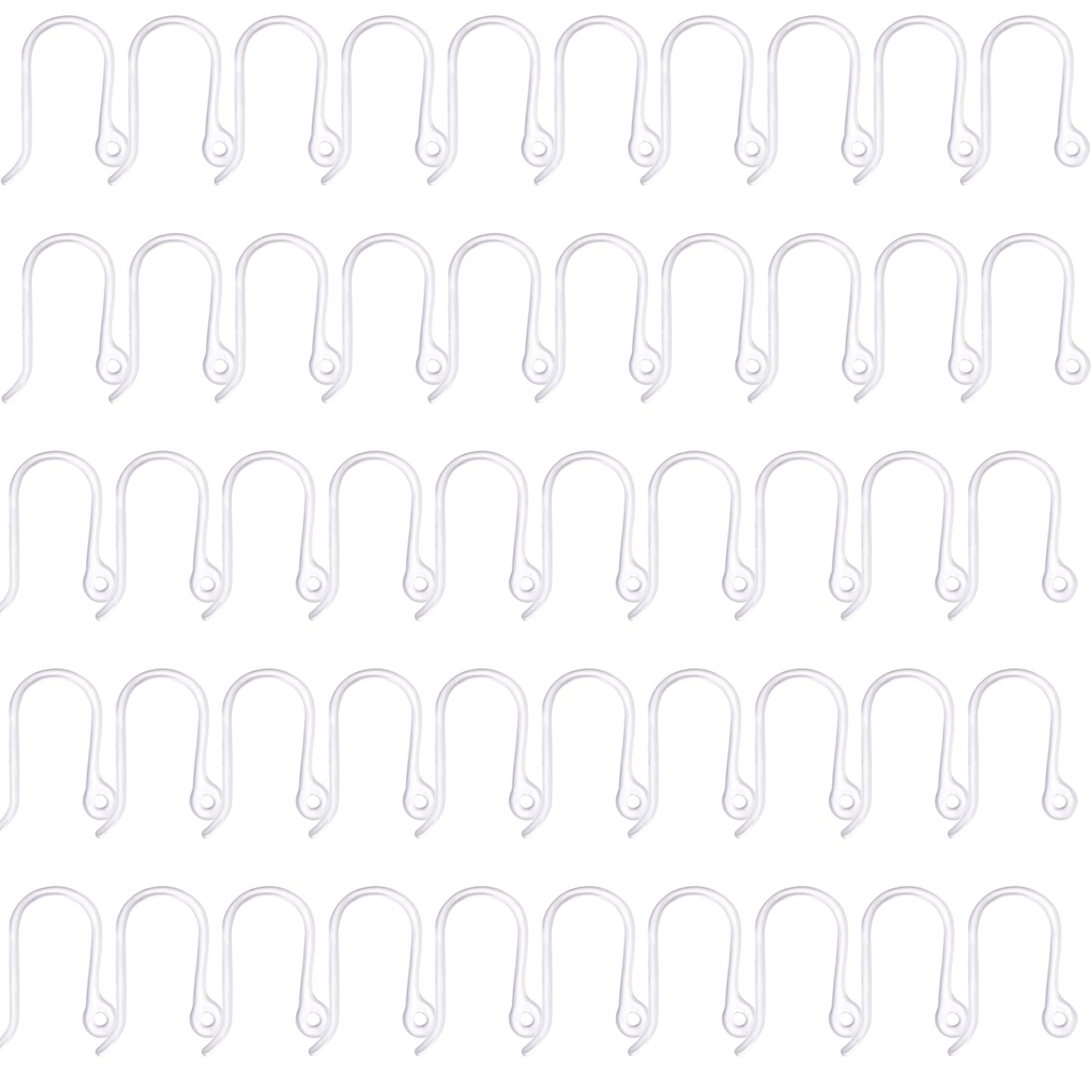 Plastic Earring Hooks, 50pcs Non-Allergenic Plastic Earring Hooks Safety Ear Wire Hooks Earring Findings for DIY Jewelry Making, 13x9mm, Golden, Silver, Black, Pink, Clear(Small)