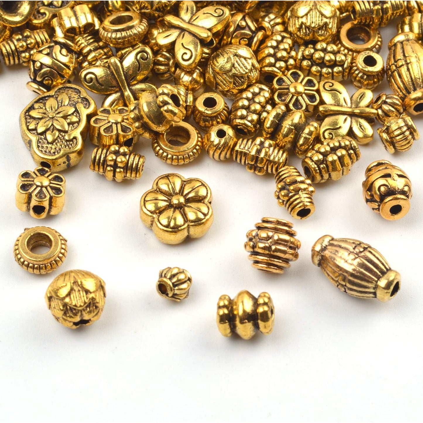 100 Gram(About 150-200pcs) Antique Gold Spacer Beads Charm Bead Spacers Jewelry Findings Accessories for Bracelet Necklace Jewelry Making