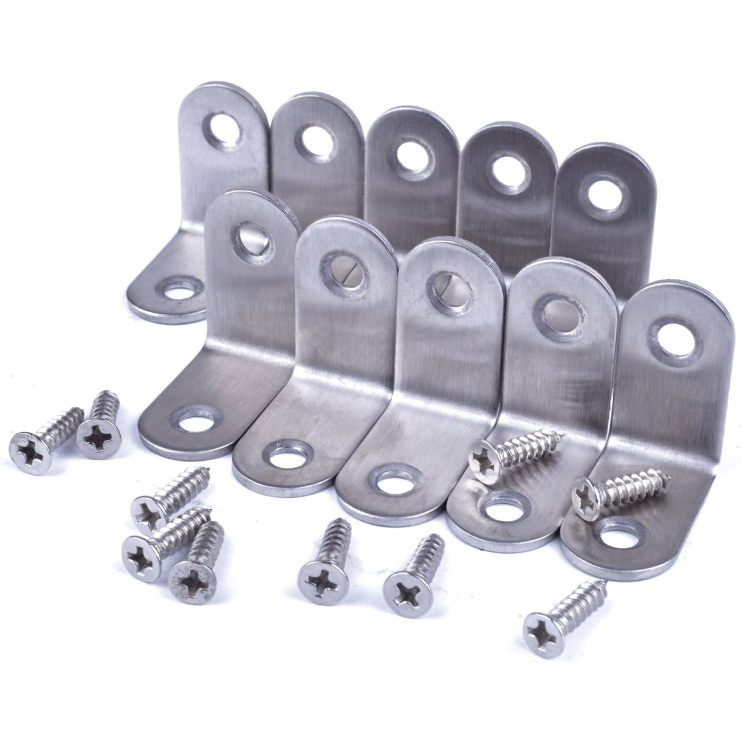 10pcs 90 Degree Right Angle Brackets Fastener Stainless Steel Corner Braces with Screws (30x30mm)