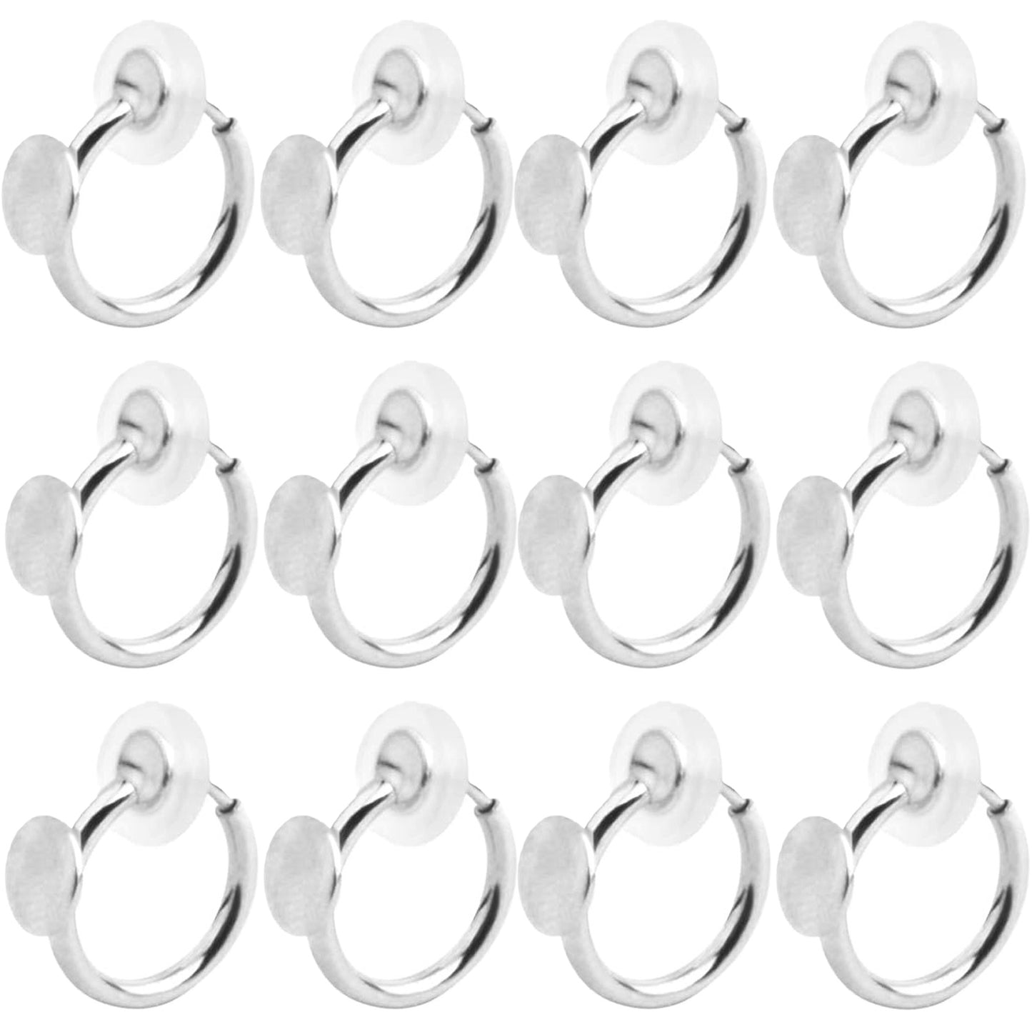 12pcs 2 Colors Clip-on Earring Converters Brass Earring Clips Components with 6 mm Flat Round Pad and 12pcs Clear Earring Cushions for Non-Pierced Ears DIY Jewelry Making Supplies