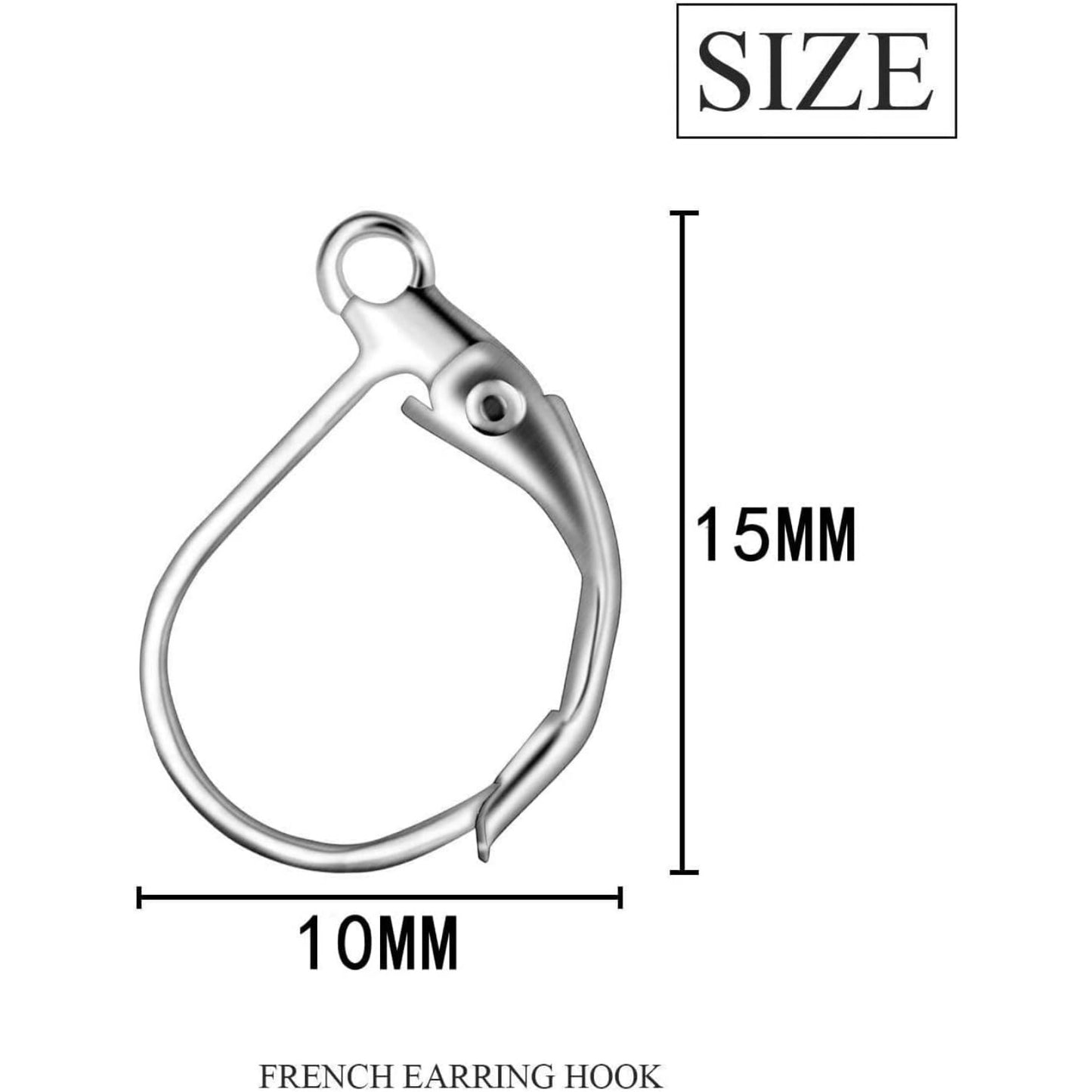 100PCS Silver Plated French Earring Hook Ear Wire Lever Back Open Loop DIY Jewelry Findings